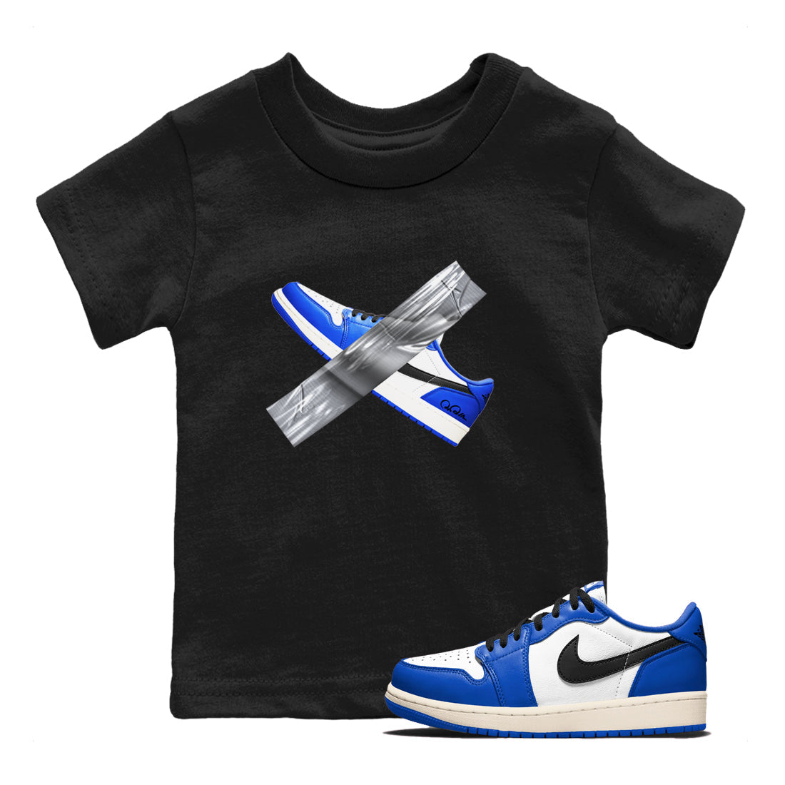 AJ1 Game Royal shirt to match jordans Duct Tape sneaker tees Air Jordan 1 Game Royal Drip Gear Zone baby toddler Black 1 cotton Shirt