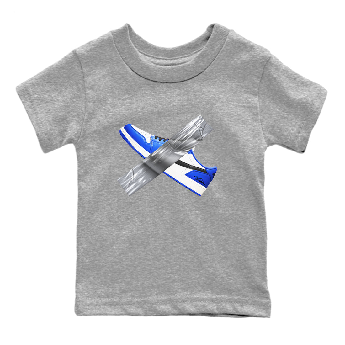 AJ1 Game Royal shirt to match jordans Duct Tape sneaker tees Air Jordan 1 Game Royal Drip Gear Zone baby toddler Heather Grey 2 cotton Shirt
