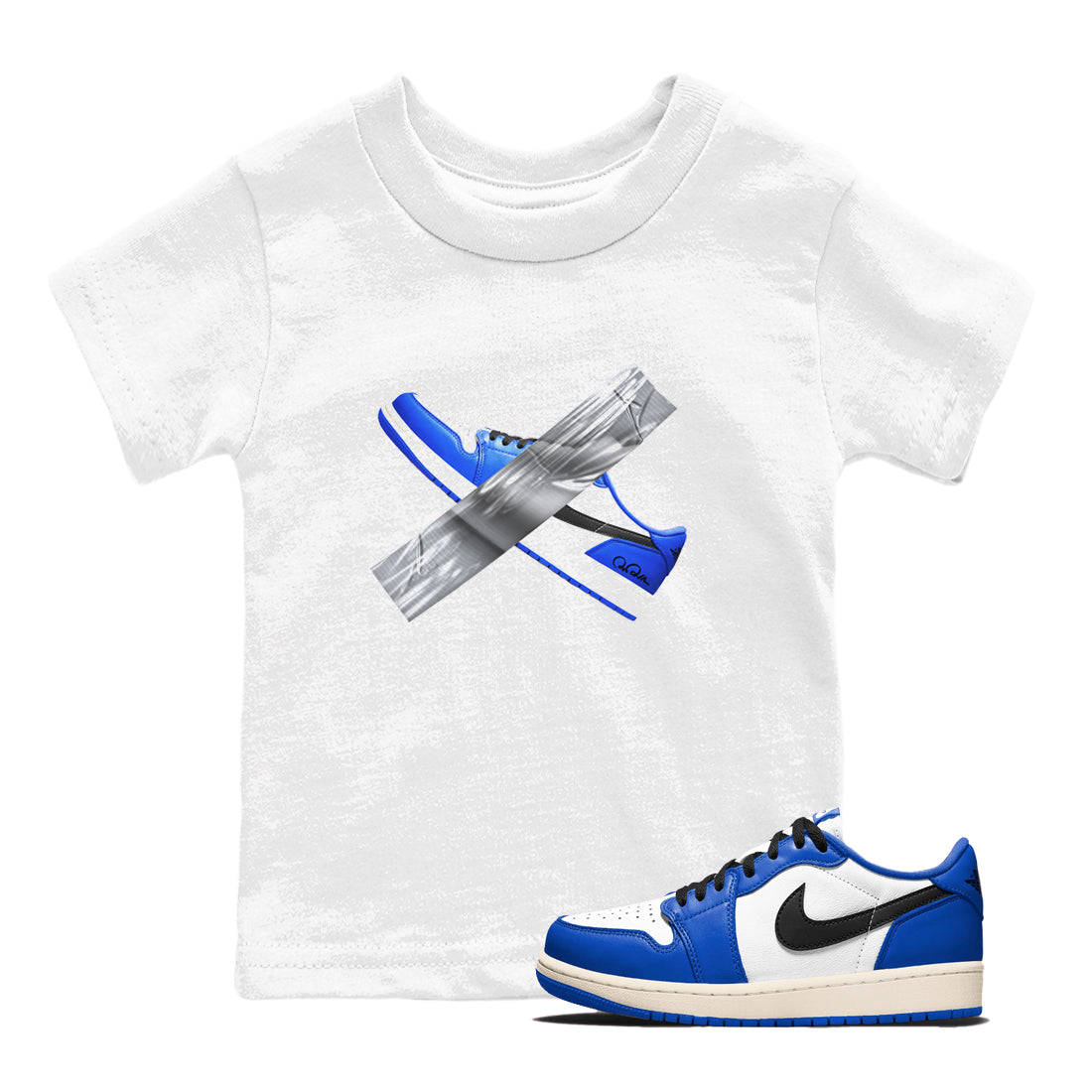 AJ1 Game Royal shirt to match jordans Duct Tape sneaker tees Air Jordan 1 Game Royal Drip Gear Zone baby toddler White 1 cotton Shirt