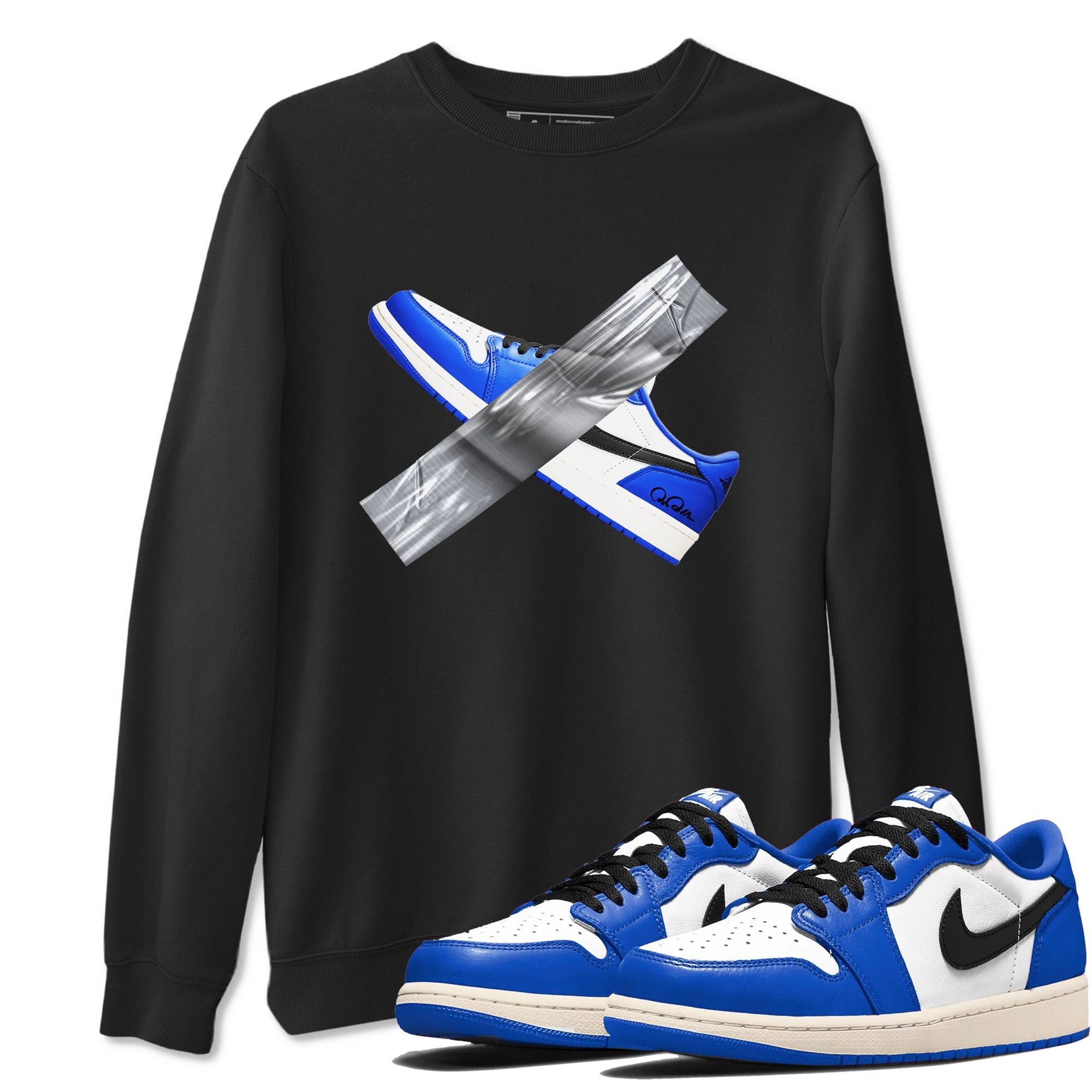 AJ1 Game Royal shirt to match jordans Duct Tape sneaker tees Air Jordan 1 Game Royal Drip Gear Zone unisex cotton Black 1 crew neck shirt
