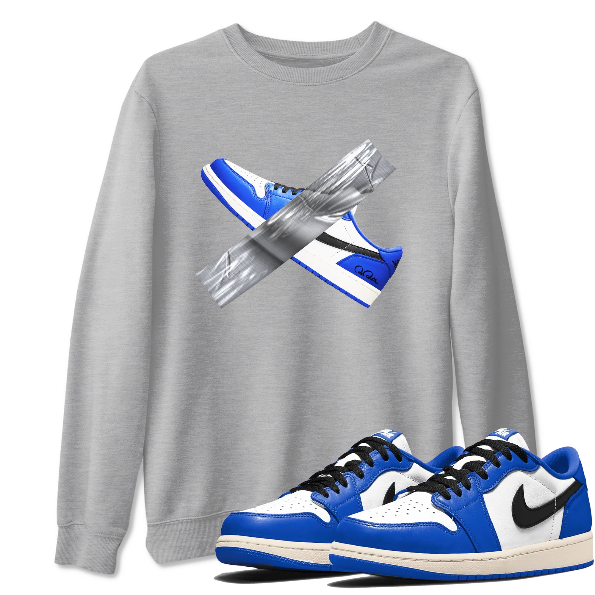 AJ1 Game Royal shirt to match jordans Duct Tape sneaker tees Air Jordan 1 Game Royal Drip Gear Zone unisex cotton Heather Grey 1 crew neck shirt