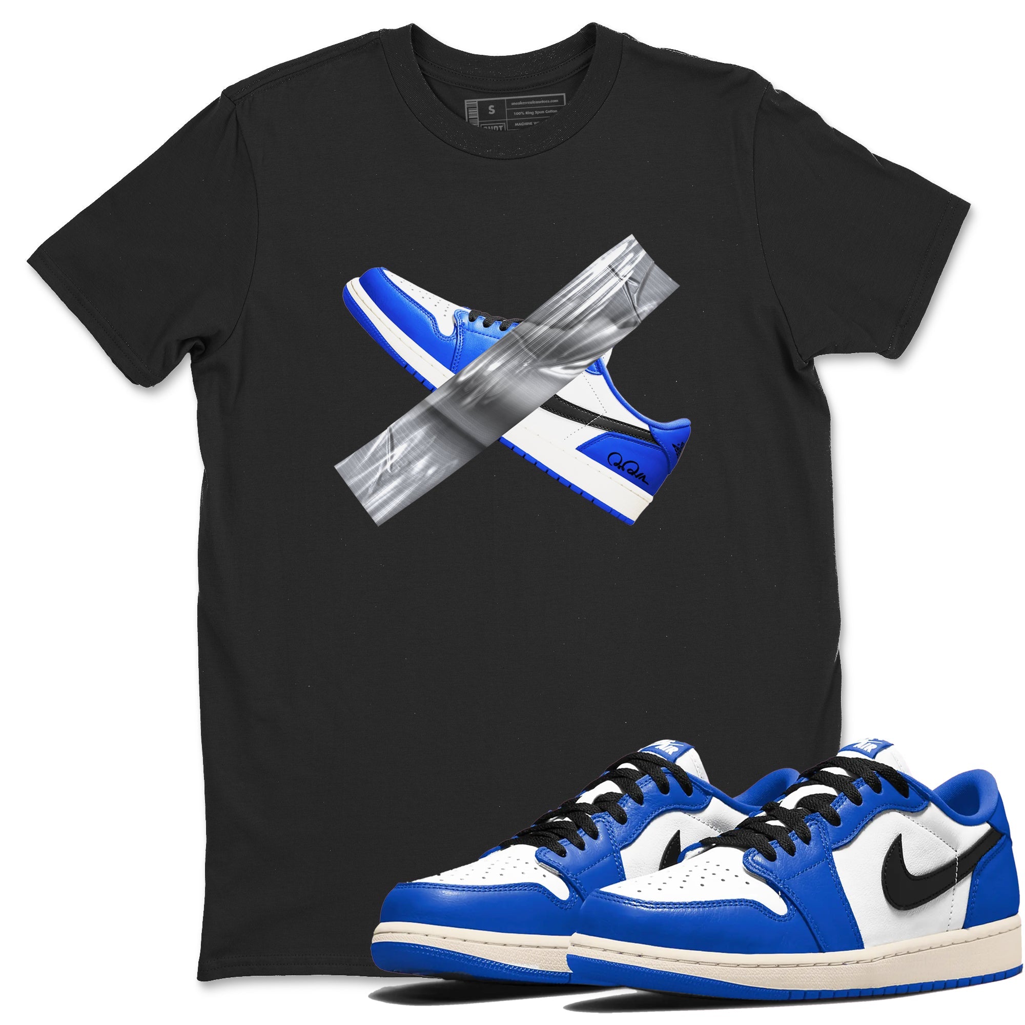 AJ1 Game Royal shirt to match jordans Duct Tape sneaker tees Air Jordan 1 Game Royal Drip Gear Zone unisex cotton Black 1 crew neck shirt