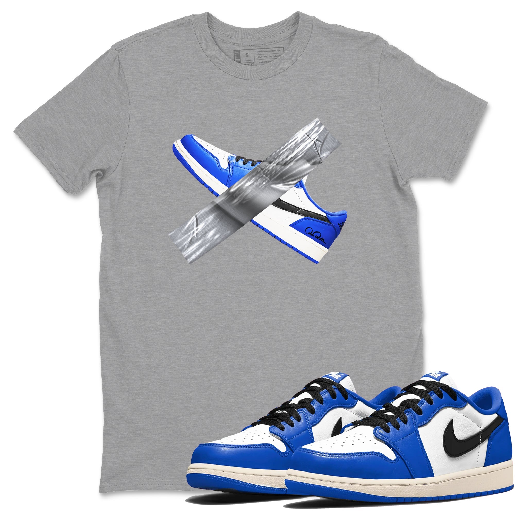 AJ1 Game Royal shirt to match jordans Duct Tape sneaker tees Air Jordan 1 Game Royal Drip Gear Zone unisex cotton Heather Grey 1 crew neck shirt