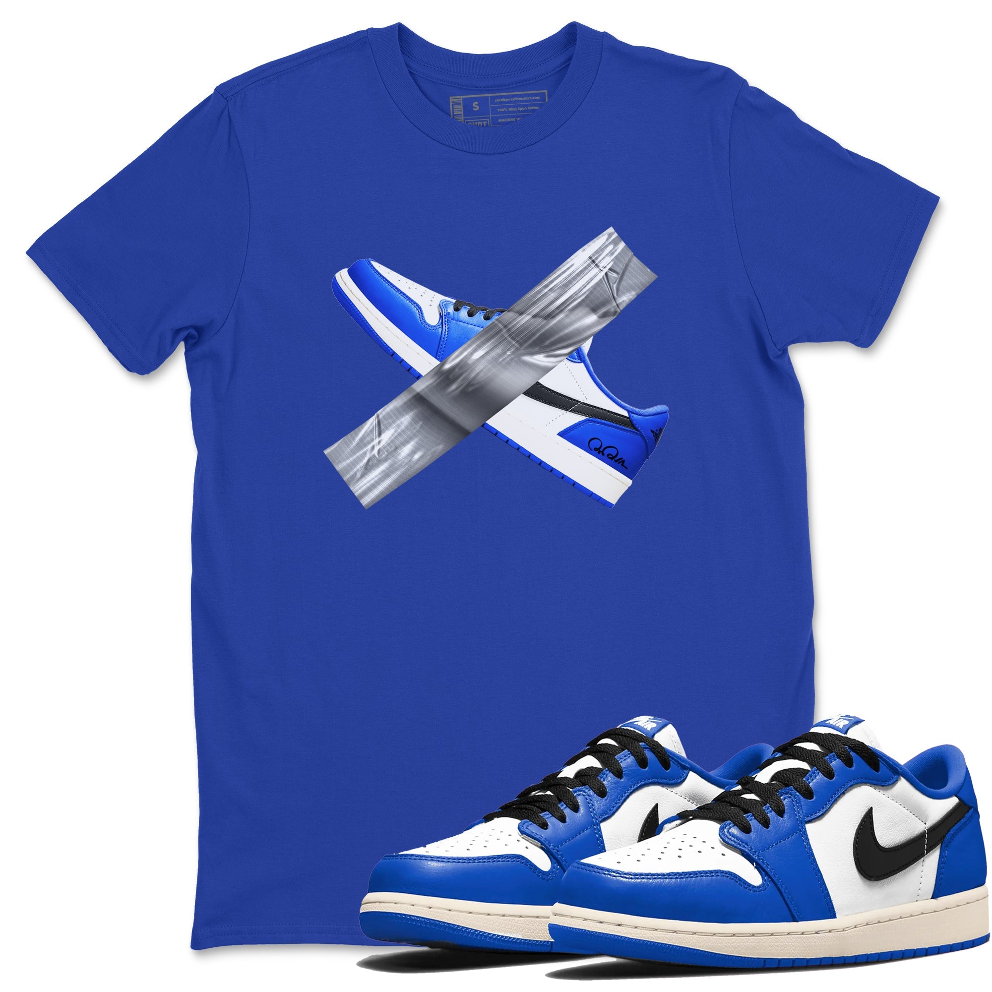 AJ1 Game Royal shirt to match jordans Duct Tape sneaker tees Air Jordan 1 Game Royal Drip Gear Zone unisex cotton Royal Blue 1 crew neck shirt