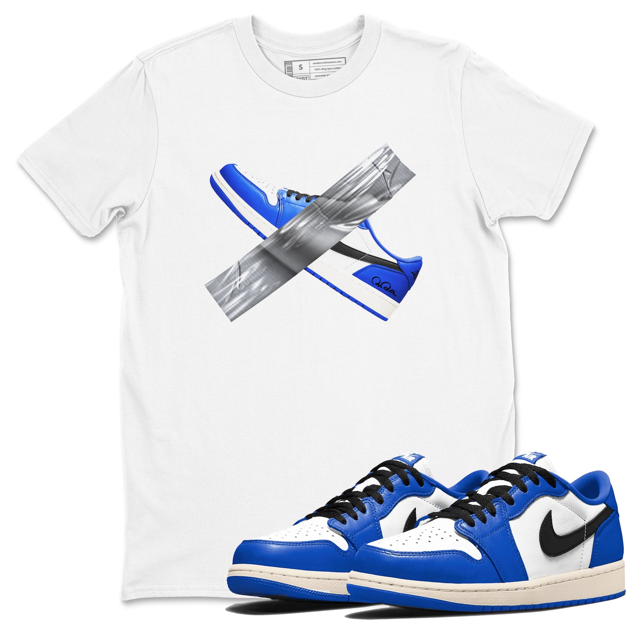 AJ1 Game Royal shirt to match jordans Duct Tape sneaker tees Air Jordan 1 Game Royal Drip Gear Zone unisex cotton White 1 crew neck shirt