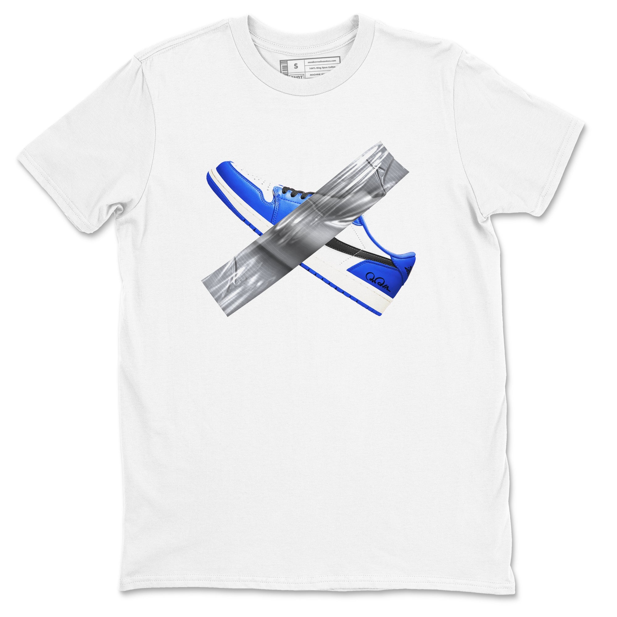 AJ1 Game Royal shirt to match jordans Duct Tape sneaker tees Air Jordan 1 Game Royal Drip Gear Zone unisex cotton White 2 crew neck shirt