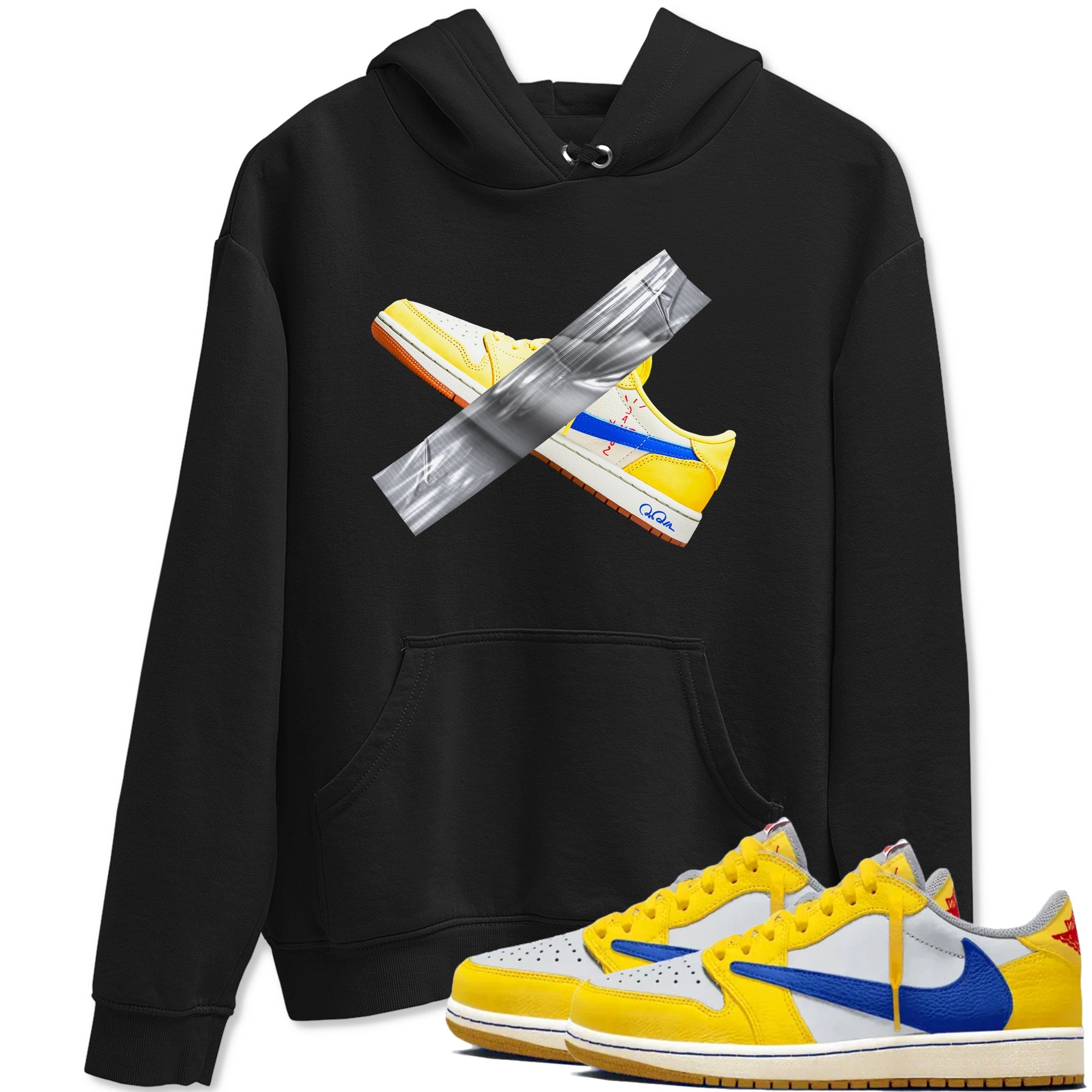1s Travis Scott Canary shirt to match jordans Duct Tape sneaker tees Air Jordan 1 Travis Scott Canary Drip Gear Zone unisex cotton Black 1 crew neck shirt