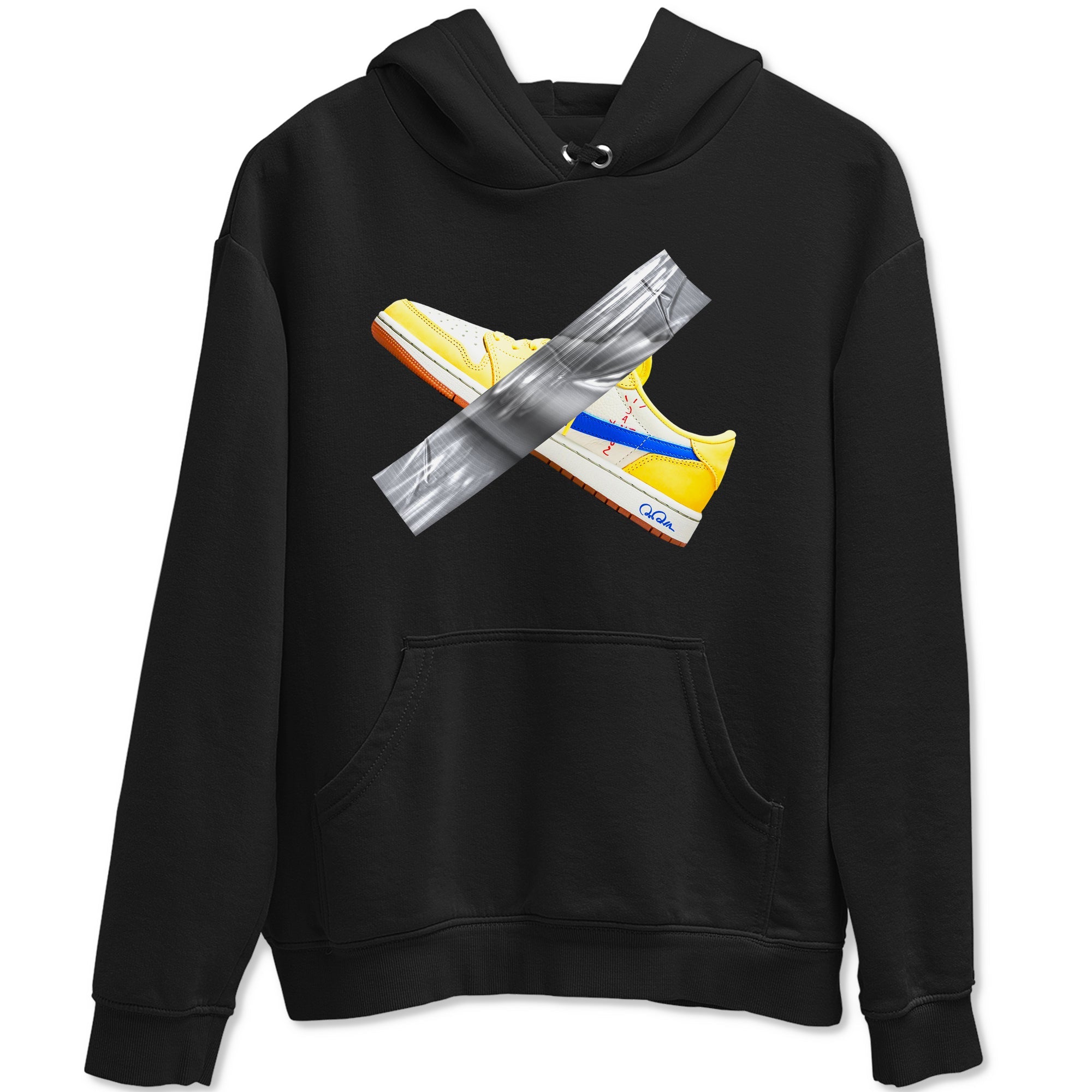 1s Travis Scott Canary shirt to match jordans Duct Tape sneaker tees Air Jordan 1 Travis Scott Canary Drip Gear Zone unisex cotton Black 2 crew neck shirt