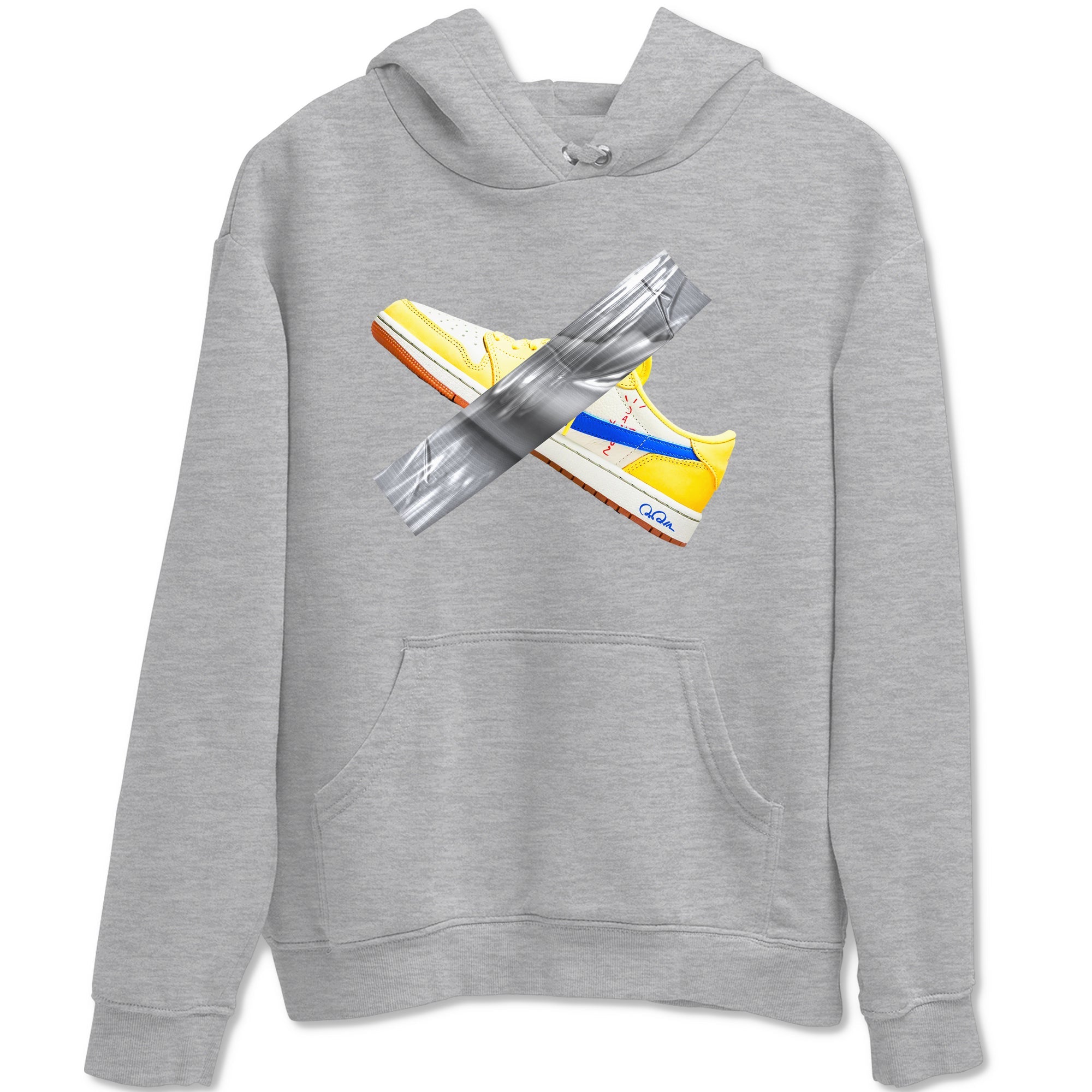 1s Travis Scott Canary shirt to match jordans Duct Tape sneaker tees Air Jordan 1 Travis Scott Canary Drip Gear Zone unisex cotton Heather Grey 2 crew neck shirt