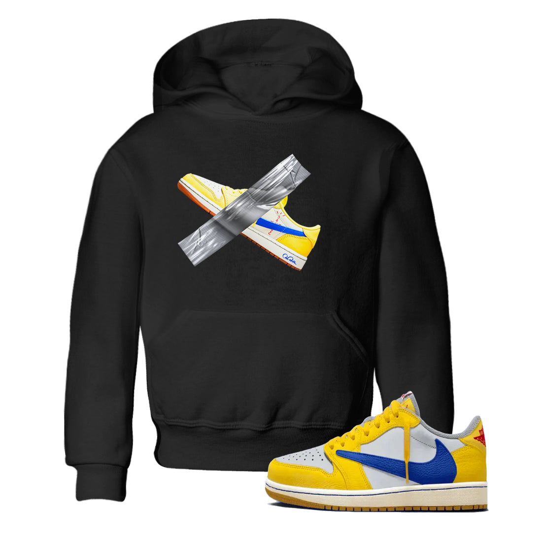 1s Travis Scott Canary shirt to match jordans Duct Tape sneaker tees Air Jordan 1 Travis Scott Canary Drip Gear Zone baby toddler Black 1 cotton Shirt