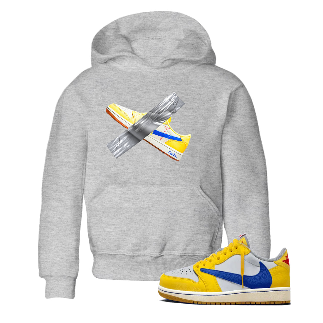 1s Travis Scott Canary shirt to match jordans Duct Tape sneaker tees Air Jordan 1 Travis Scott Canary Drip Gear Zone baby toddler Heather Grey 1 cotton Shirt