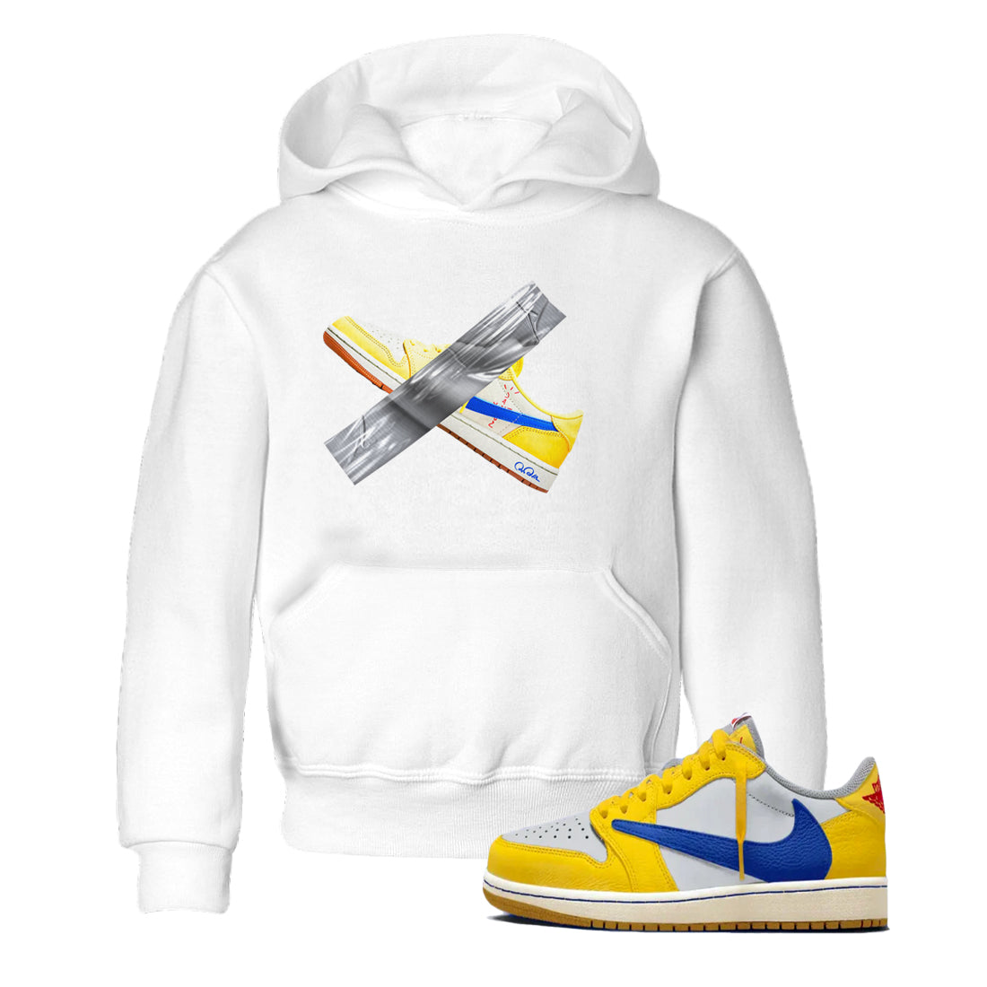 1s Travis Scott Canary shirt to match jordans Duct Tape sneaker tees Air Jordan 1 Travis Scott Canary Drip Gear Zone baby toddler White 1 cotton Shirt