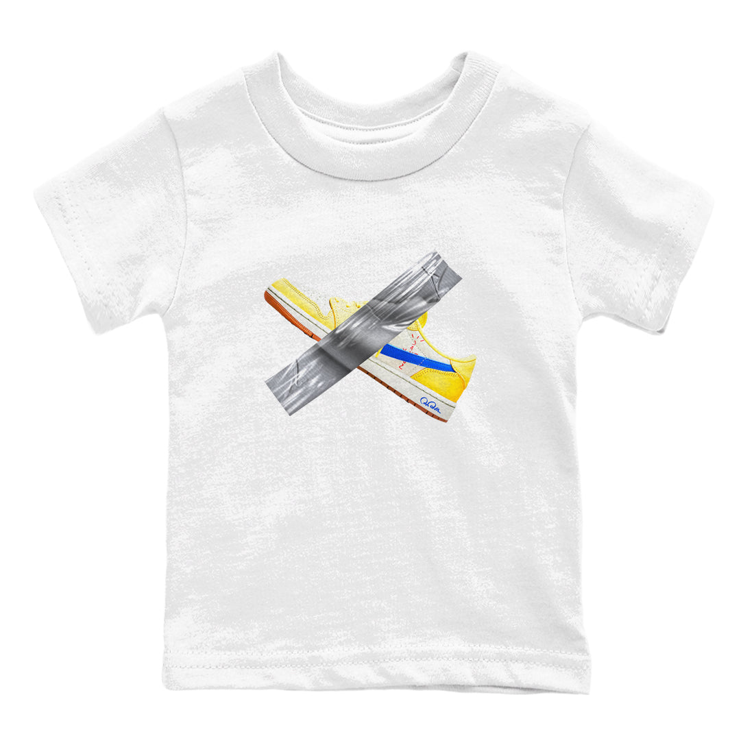 1s Travis Scott Canary shirt to match jordans Duct Tape sneaker tees Air Jordan 1 Travis Scott Canary Drip Gear Zone baby toddler White 2 cotton Shirt