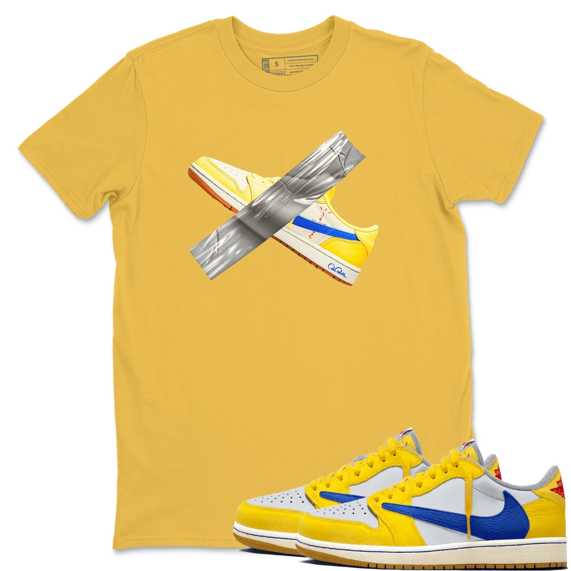 1s Travis Scott Canary shirt to match jordans Duct Tape sneaker tees Air Jordan 1 Travis Scott Canary Drip Gear Zone unisex cotton Daisy 1 crew neck shirt