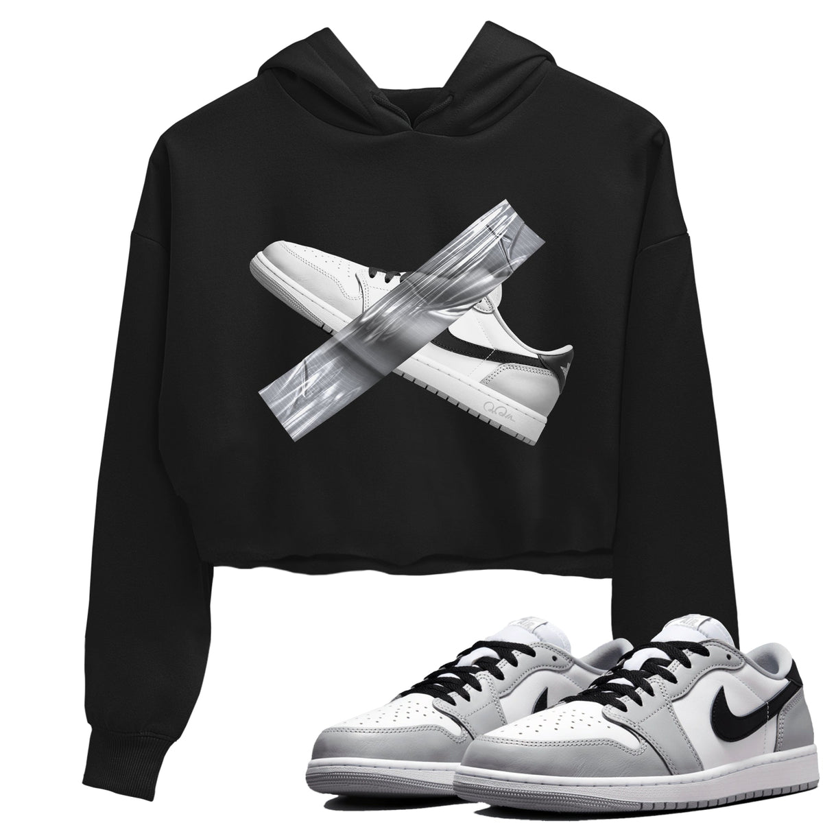 1s Wolf Grey shirts to match jordans Duct Tape sneaker match tees Air Jordan 1 Wolf Grey Drip Gear Zone streetwear brand Black 1 crop tee