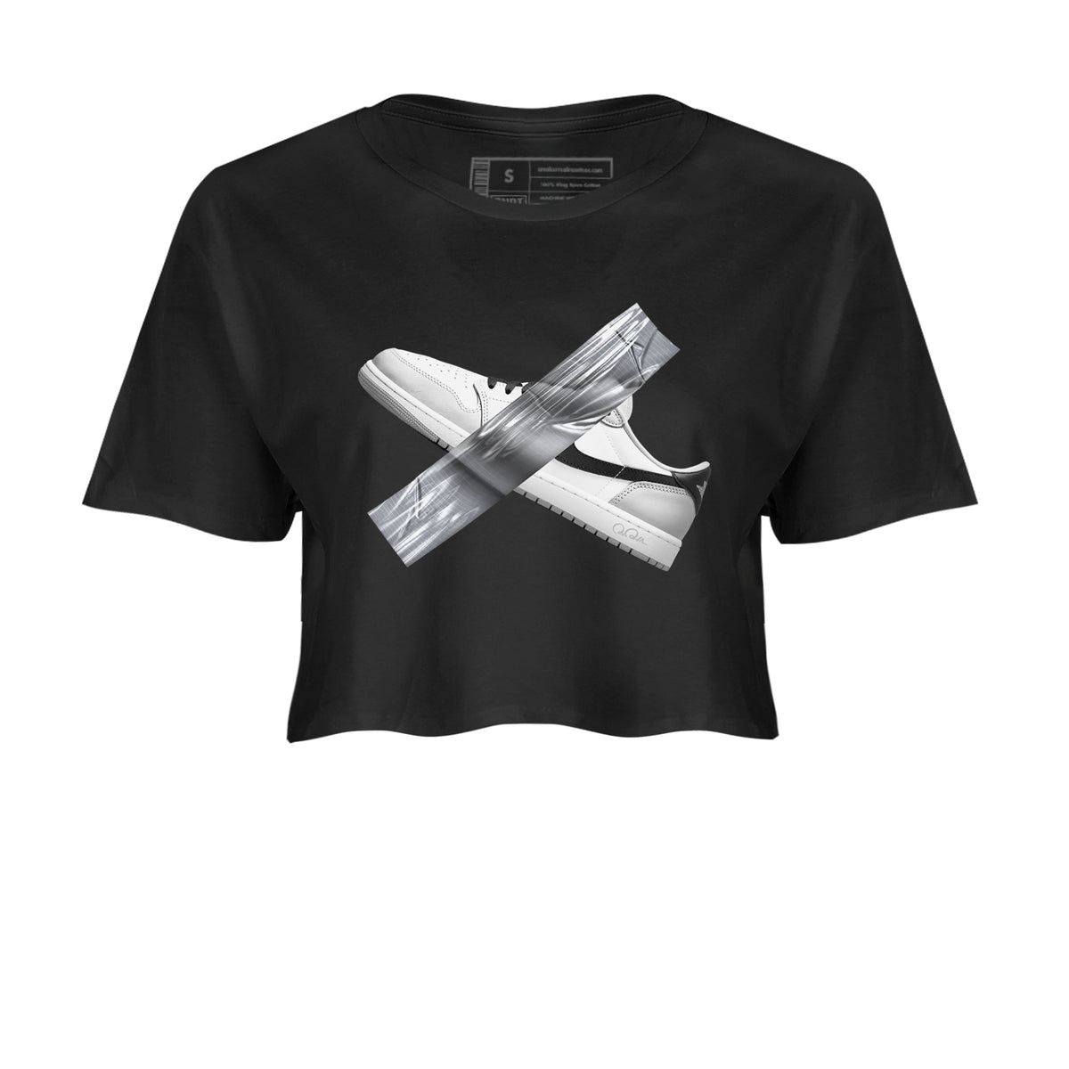 1s Wolf Grey shirts to match jordans Duct Tape sneaker match tees Air Jordan 1 Wolf Grey Drip Gear Zone streetwear brand Black 2 crop tee