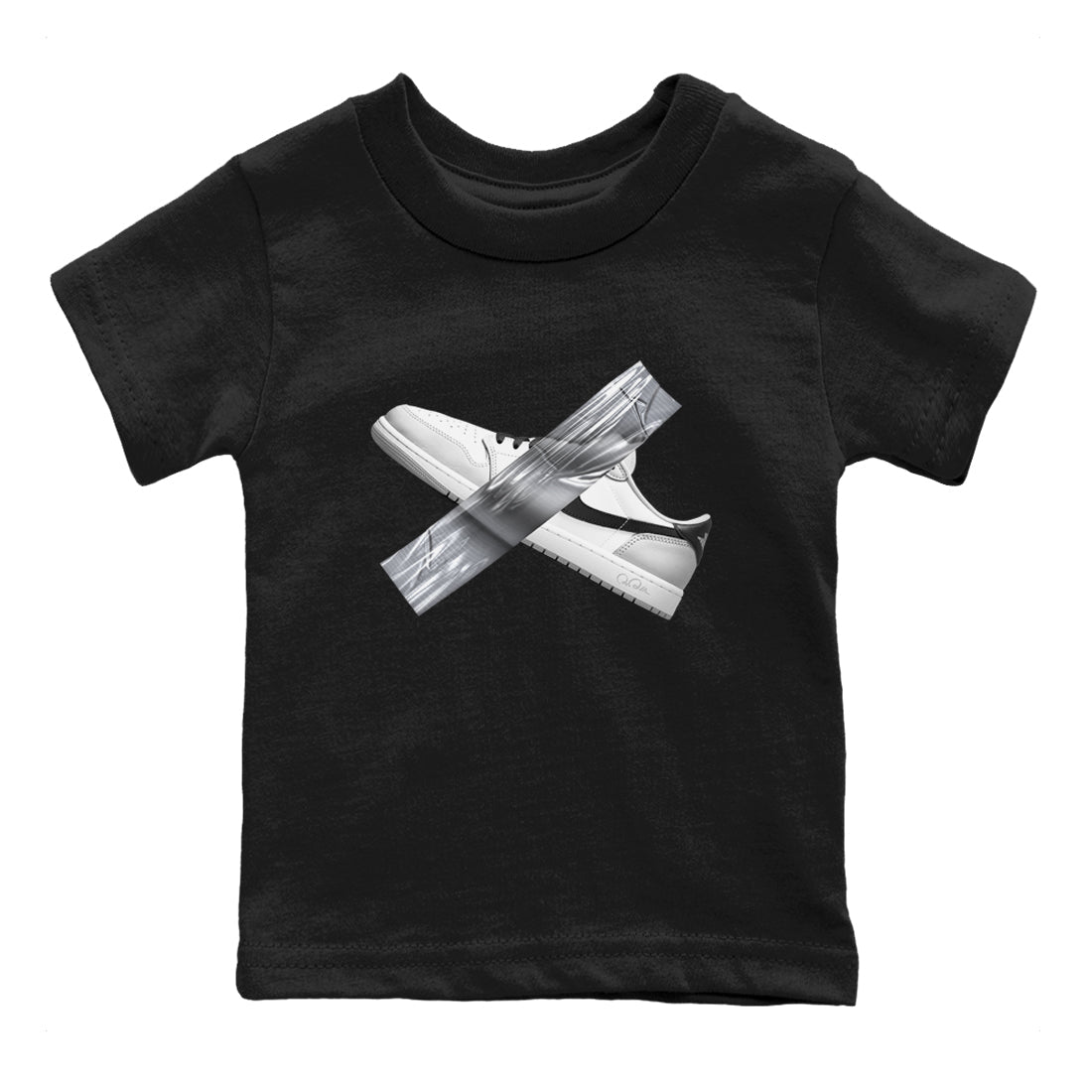 1s Wolf Grey shirts to match jordans Duct Tape sneaker match tees Air Jordan 1 Wolf Grey Drip Gear Zone streetwear brand Baby and Youth Black 2 cotton tee