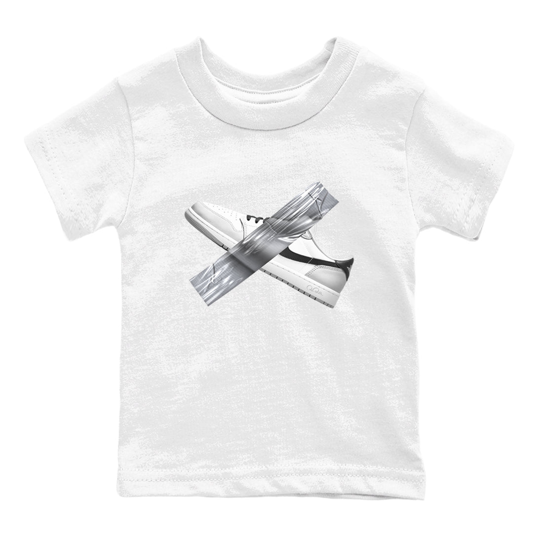 1s Wolf Grey shirts to match jordans Duct Tape sneaker match tees Air Jordan 1 Wolf Grey Drip Gear Zone streetwear brand Baby and Youth White 2 cotton tee