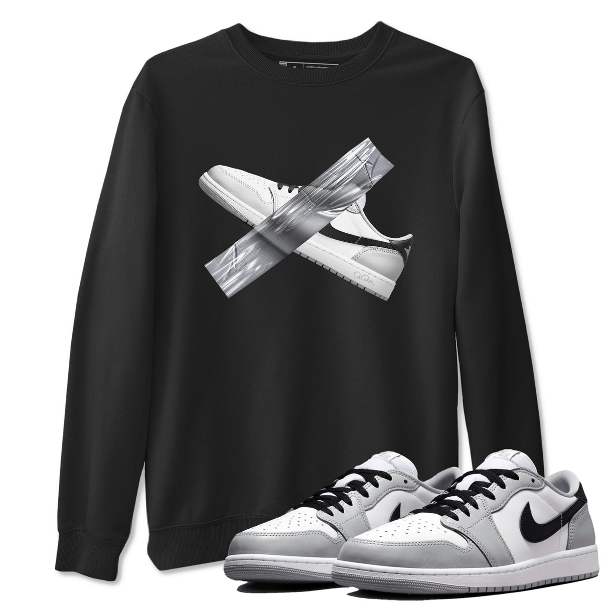 1s Wolf Grey shirts to match jordans Duct Tape sneaker match tees Air Jordan 1 Wolf Grey Drip Gear Zone streetwear brand Black 1 unisex cotton tee