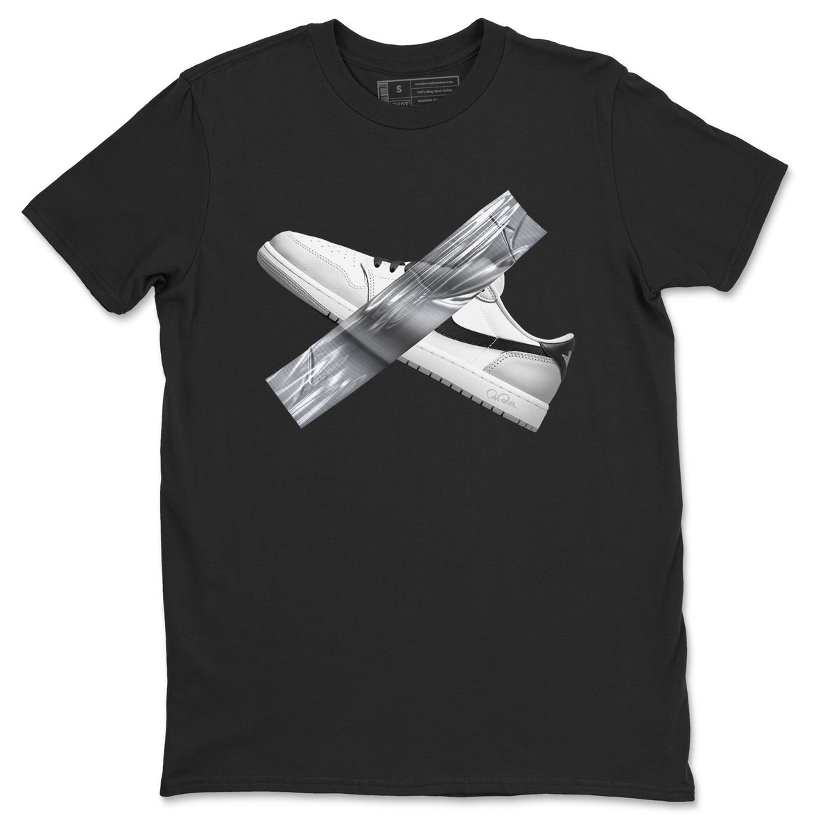 1s Wolf Grey shirts to match jordans Duct Tape sneaker match tees Air Jordan 1 Wolf Grey Drip Gear Zone streetwear brand Black 2 unisex cotton tee