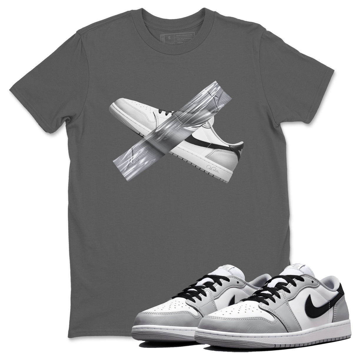 1s Wolf Grey shirts to match jordans Duct Tape sneaker match tees Air Jordan 1 Wolf Grey Drip Gear Zone streetwear brand Cool Grey 1 unisex cotton tee