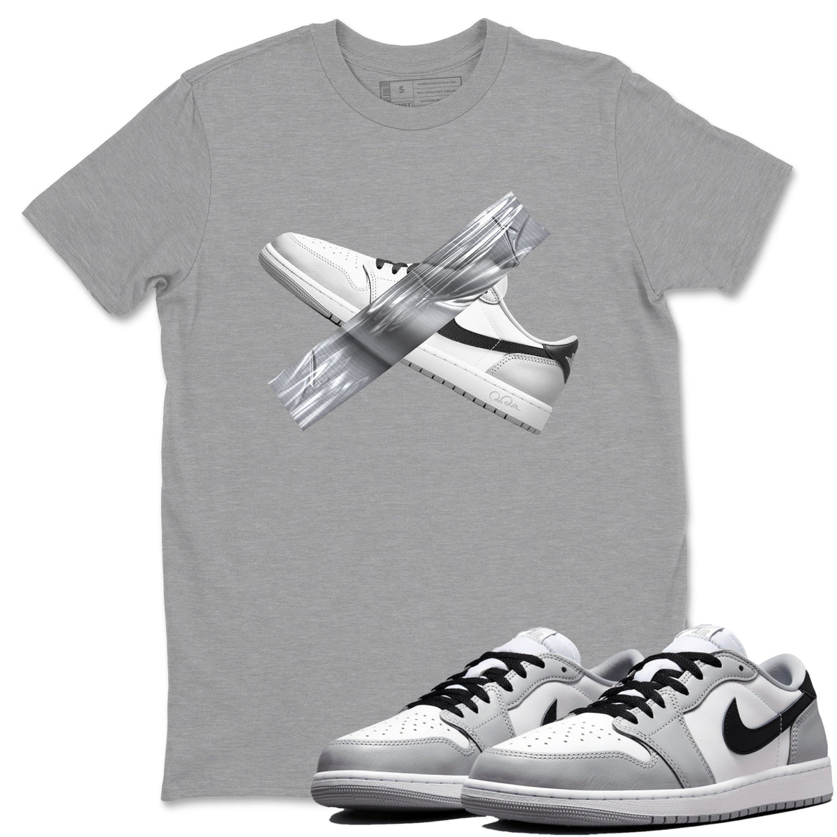 1s Wolf Grey shirts to match jordans Duct Tape sneaker match tees Air Jordan 1 Wolf Grey Drip Gear Zone streetwear brand Heather Grey 1 unisex cotton tee