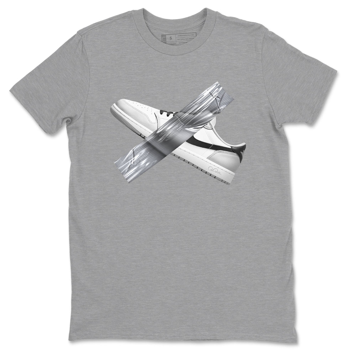 1s Wolf Grey shirts to match jordans Duct Tape sneaker match tees Air Jordan 1 Wolf Grey Drip Gear Zone streetwear brand Heather Grey 2 unisex cotton tee