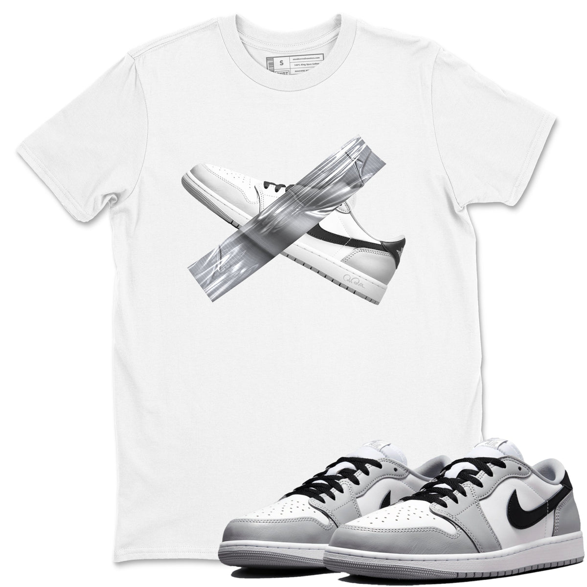 1s Wolf Grey shirts to match jordans Duct Tape sneaker match tees Air Jordan 1 Wolf Grey Drip Gear Zone streetwear brand White 1 unisex cotton tee