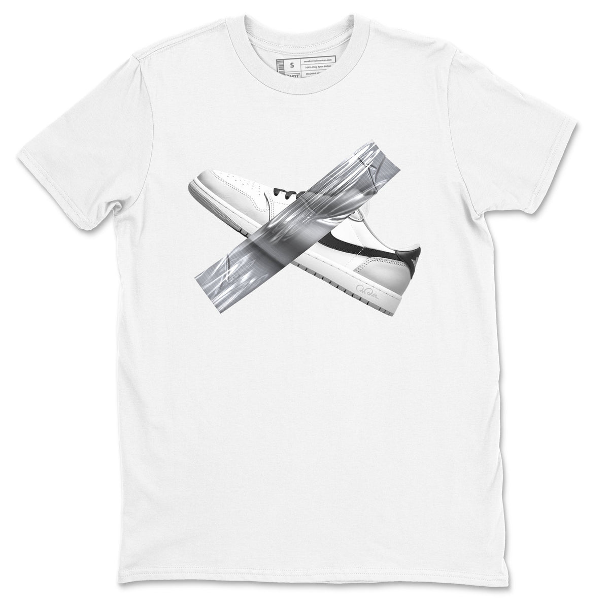1s Wolf Grey shirts to match jordans Duct Tape sneaker match tees Air Jordan 1 Wolf Grey Drip Gear Zone streetwear brand White 2 unisex cotton tee