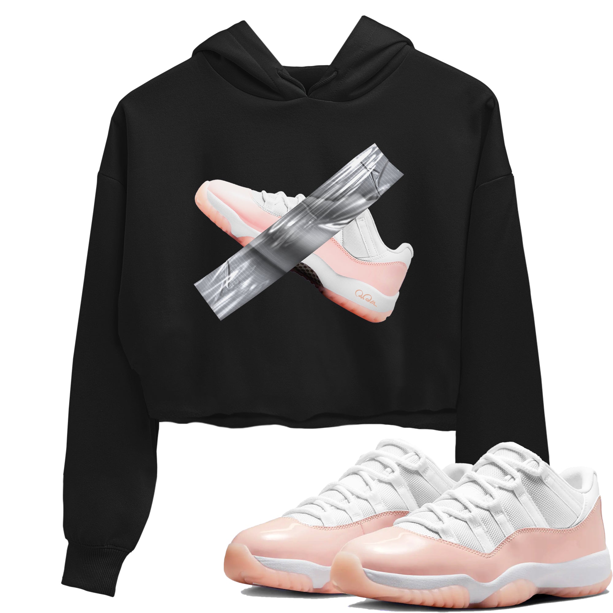 11s Legend Pink shirts to match jordans Duct Tape sneaker match tees Air Jordan 11 Legend Pink Drip Gear Zone streetwear brand Black 1 crop tee