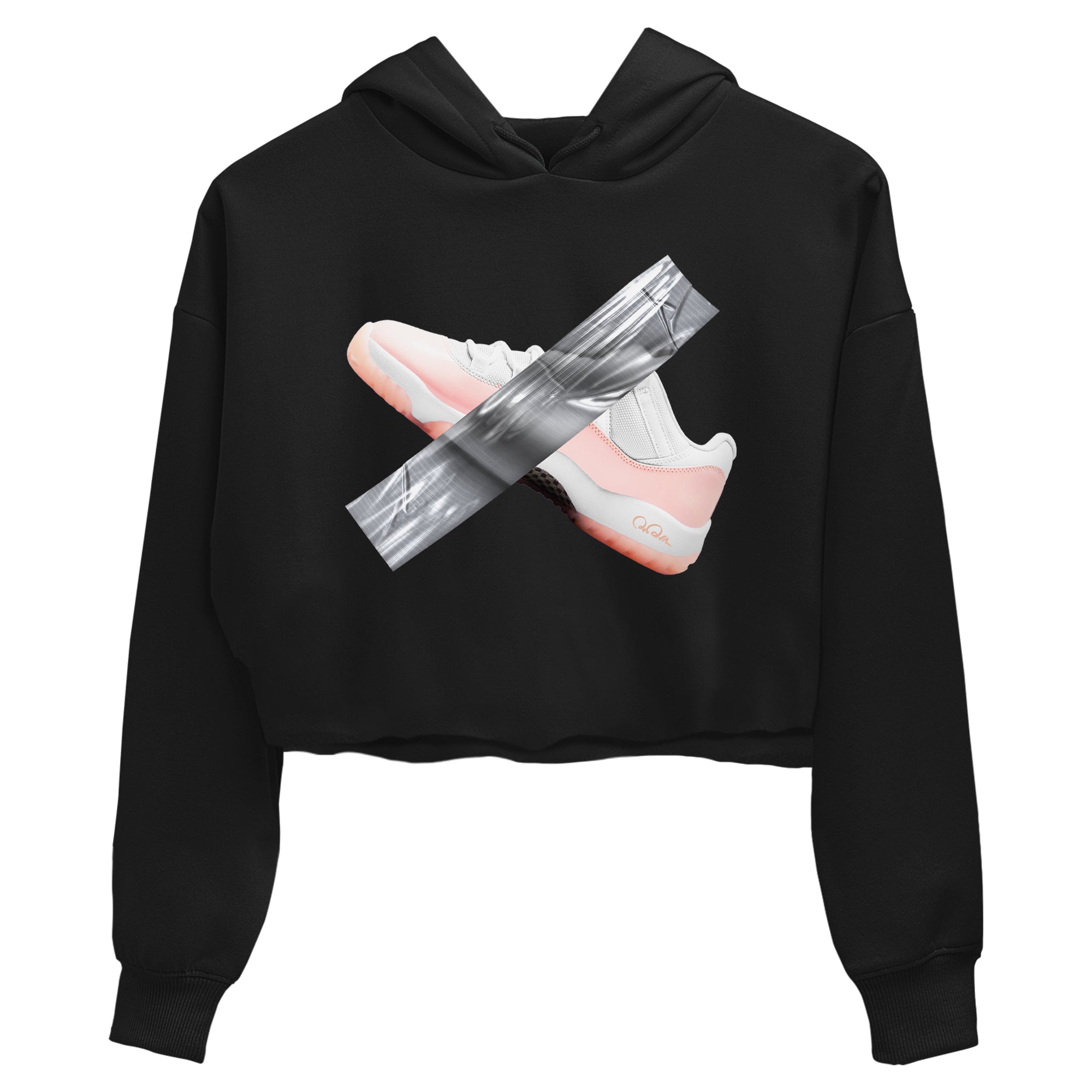 11s Legend Pink shirts to match jordans Duct Tape sneaker match tees Air Jordan 11 Legend Pink Drip Gear Zone streetwear brand Black 2 crop tee