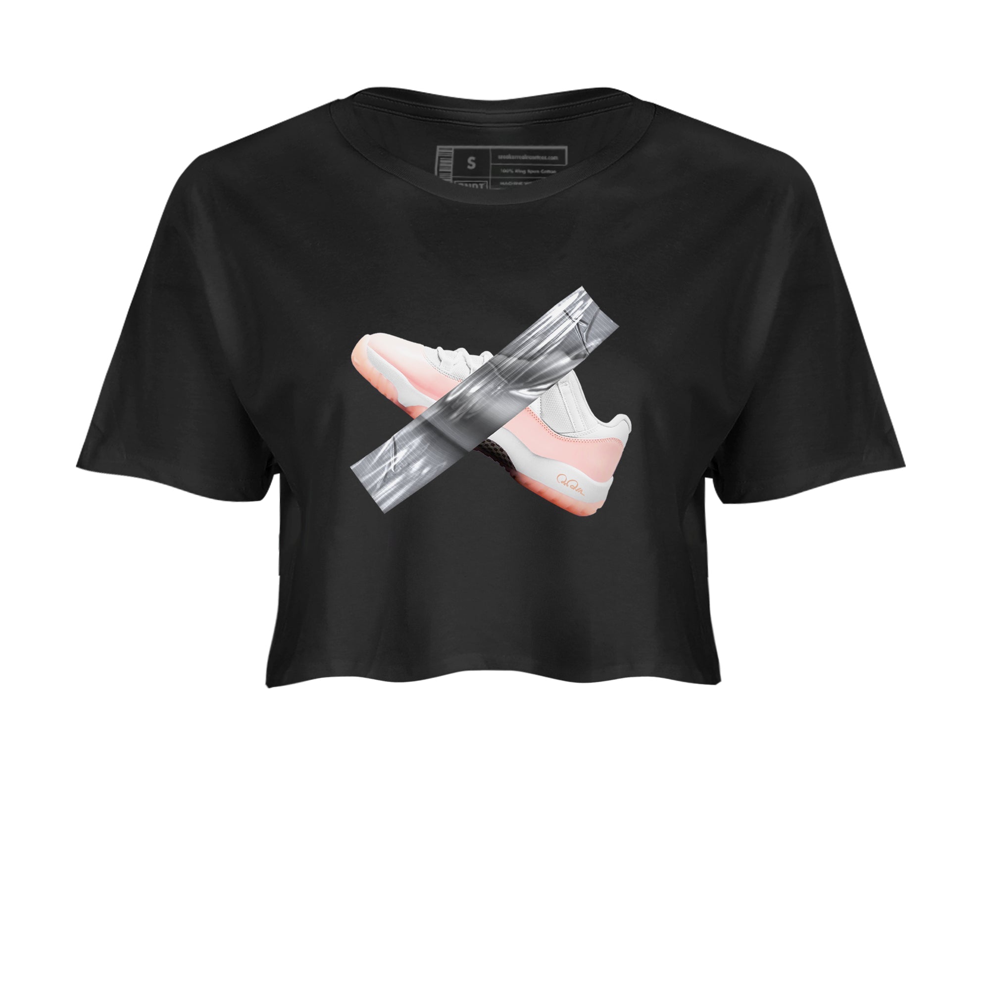 11s Legend Pink shirts to match jordans Duct Tape sneaker match tees Air Jordan 11 Legend Pink Drip Gear Zone streetwear brand Black 2 crop tee