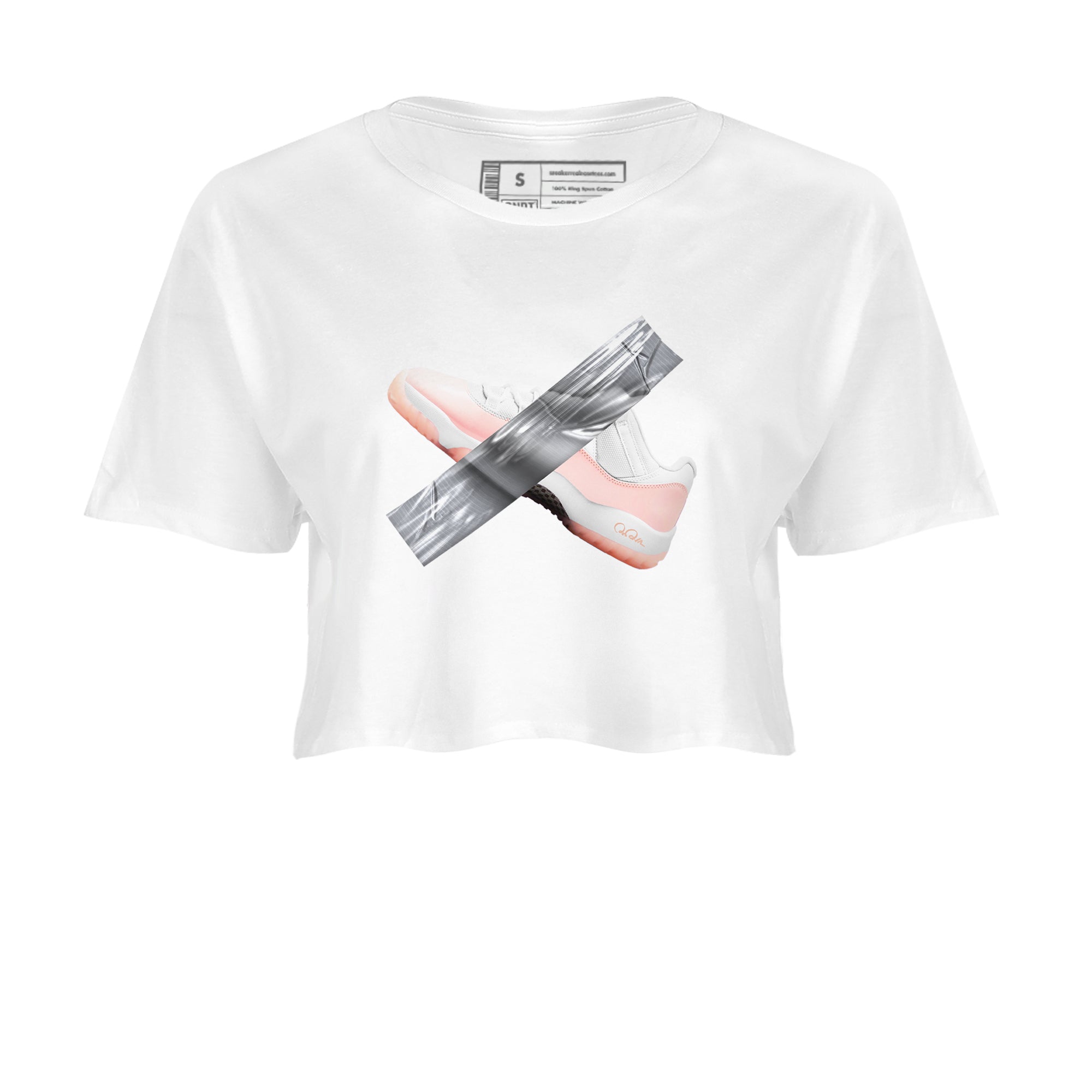 11s Legend Pink shirts to match jordans Duct Tape sneaker match tees Air Jordan 11 Legend Pink Drip Gear Zone streetwear brand White 2 crop tee