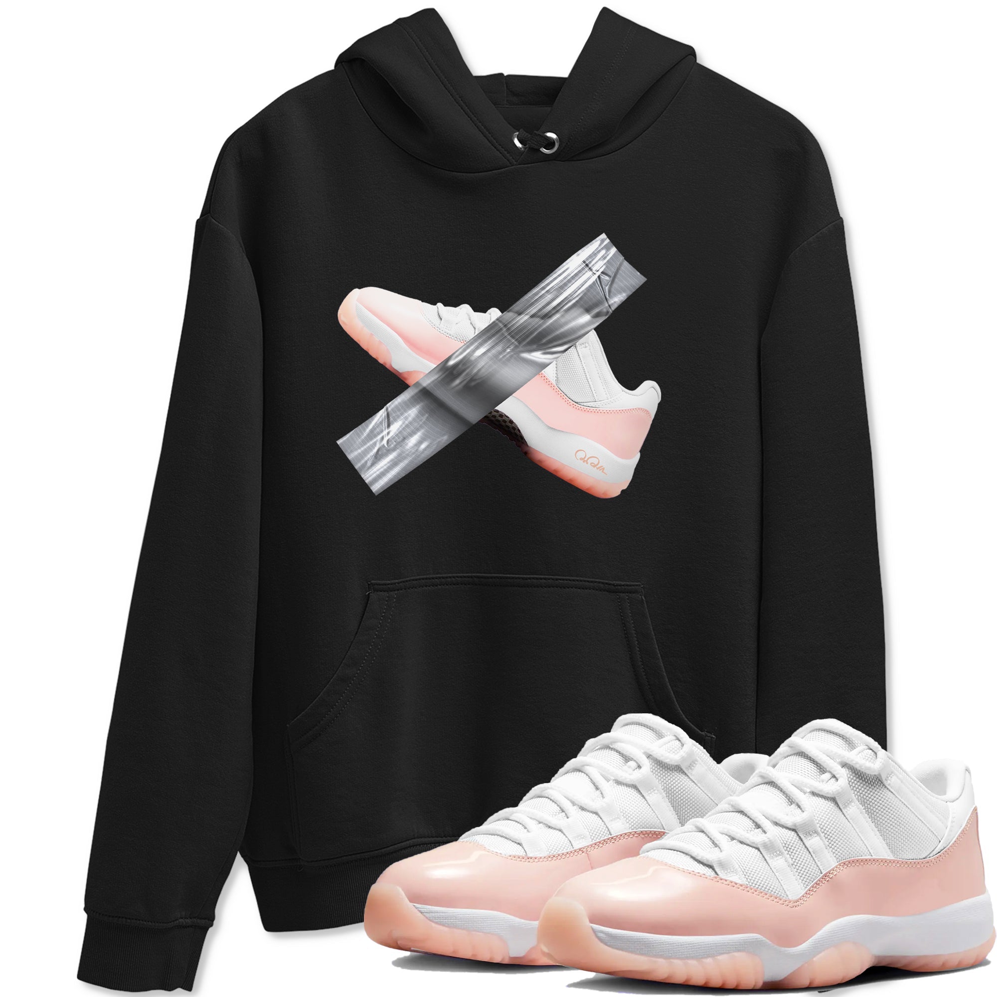 11s Legend Pink shirts to match jordans Duct Tape sneaker match tees Air Jordan 11 Legend Pink Drip Gear Zone streetwear brand Black 1 unisex cotton tee
