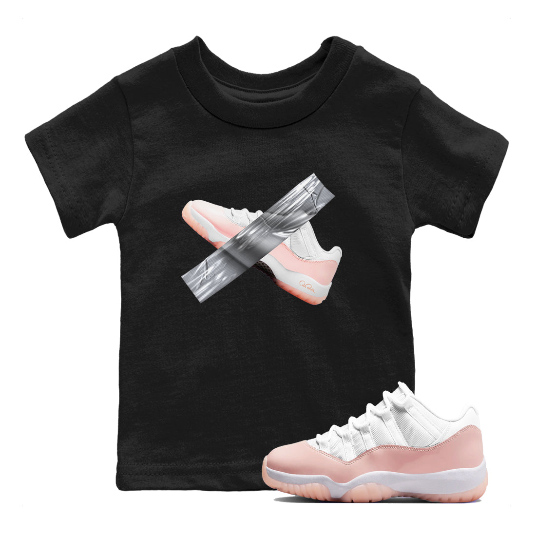 11s Legend Pink shirts to match jordans Duct Tape sneaker match tees Air Jordan 11 Legend Pink Drip Gear Zone streetwear brand Baby and Youth Black 1 cotton tee