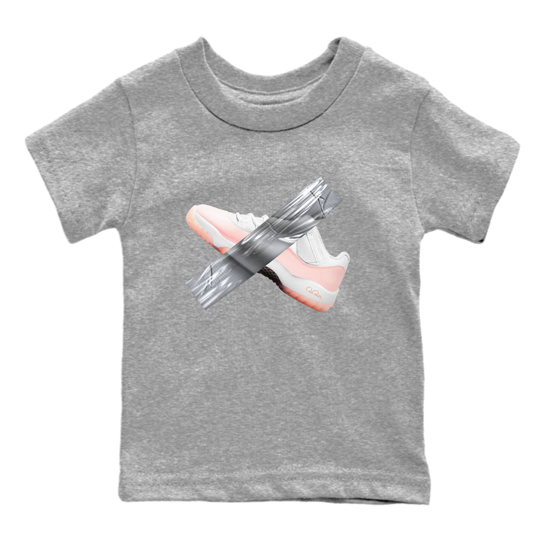 11s Legend Pink shirts to match jordans Duct Tape sneaker match tees Air Jordan 11 Legend Pink Drip Gear Zone streetwear brand Baby and Youth Heather Grey 2 cotton tee