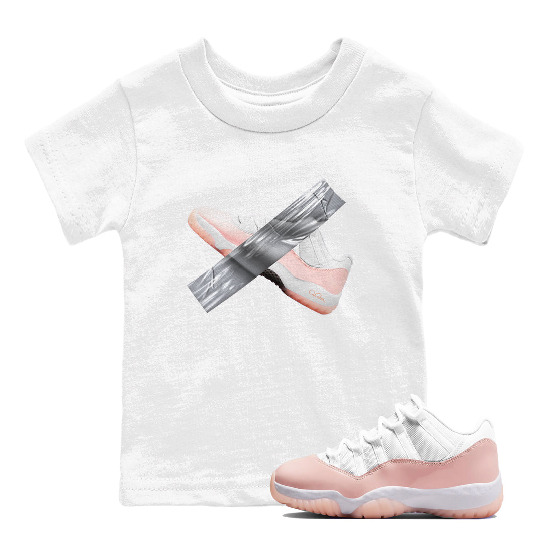11s Legend Pink shirts to match jordans Duct Tape sneaker match tees Air Jordan 11 Legend Pink Drip Gear Zone streetwear brand Baby and Youth White 1 cotton tee
