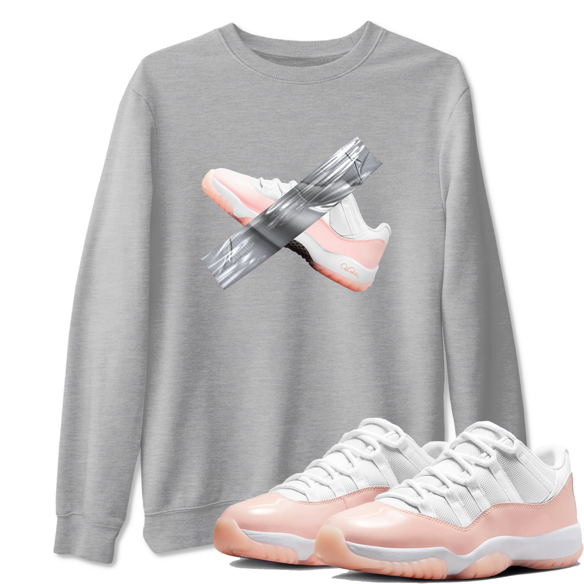 11s Legend Pink shirts to match jordans Duct Tape sneaker match tees Air Jordan 11 Legend Pink Drip Gear Zone streetwear brand Heather Grey 1 unisex cotton tee
