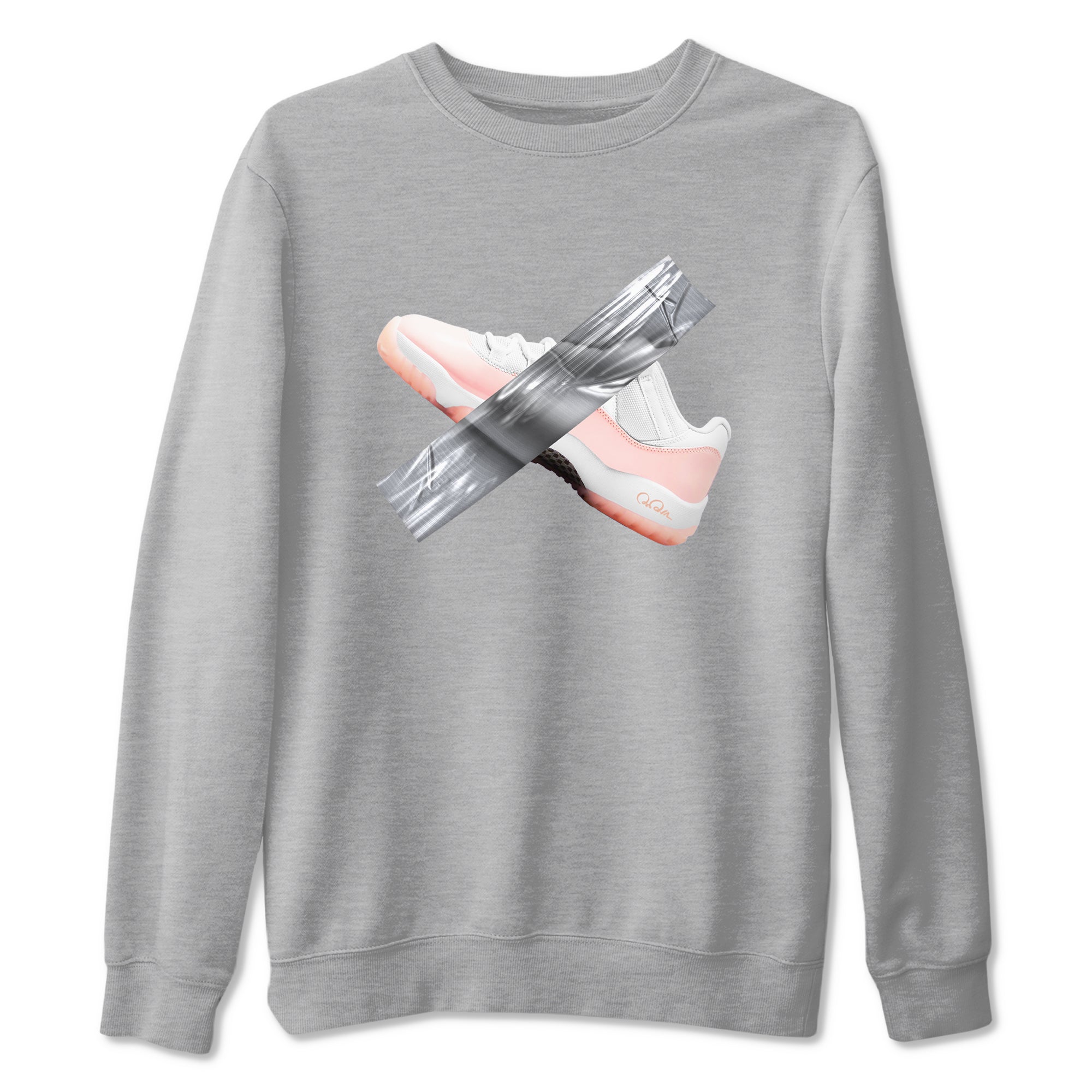 11s Legend Pink shirts to match jordans Duct Tape sneaker match tees Air Jordan 11 Legend Pink Drip Gear Zone streetwear brand Heather Grey 2 unisex cotton tee