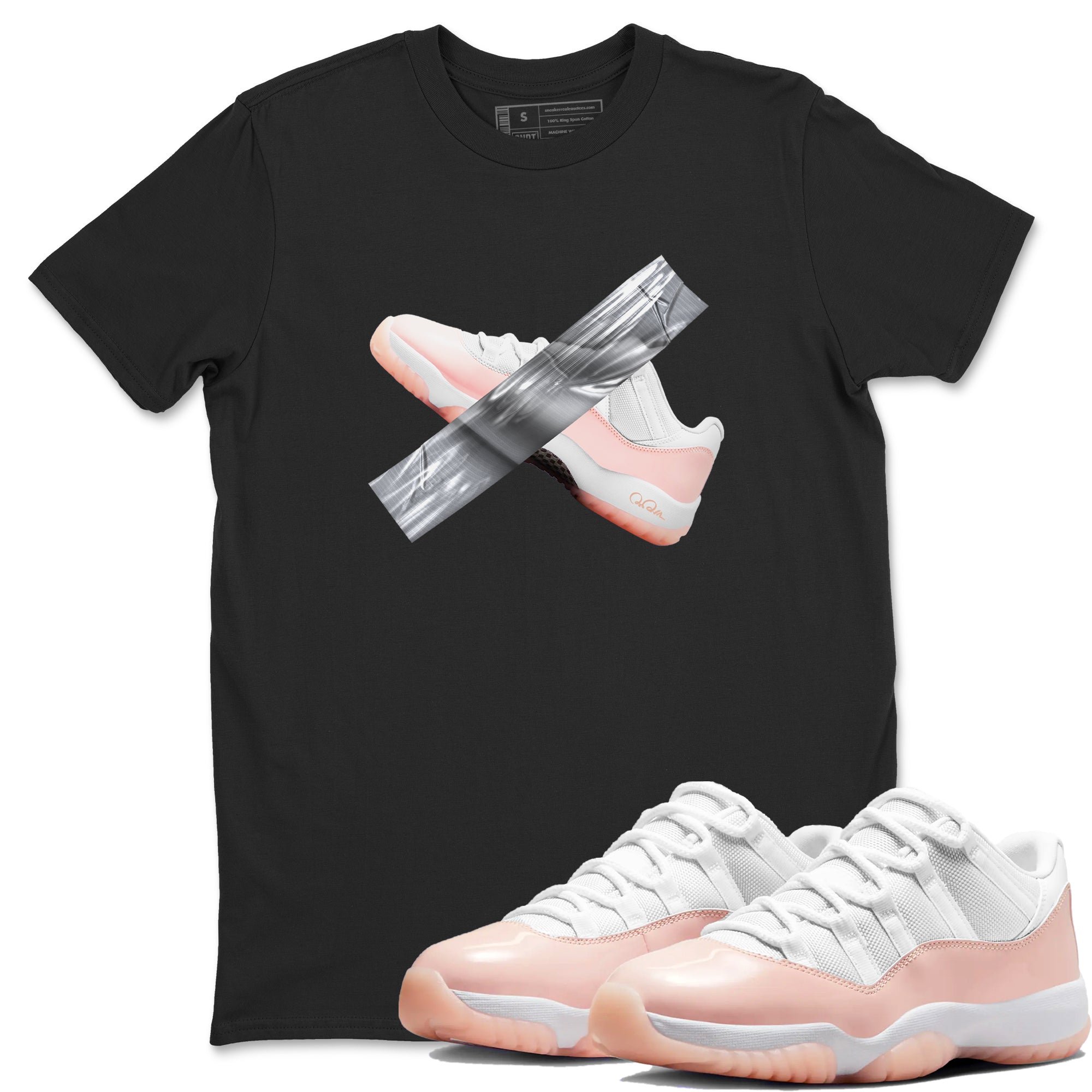 11s Legend Pink shirts to match jordans Duct Tape sneaker match tees Air Jordan 11 Legend Pink Drip Gear Zone streetwear brand Black 1 unisex cotton tee