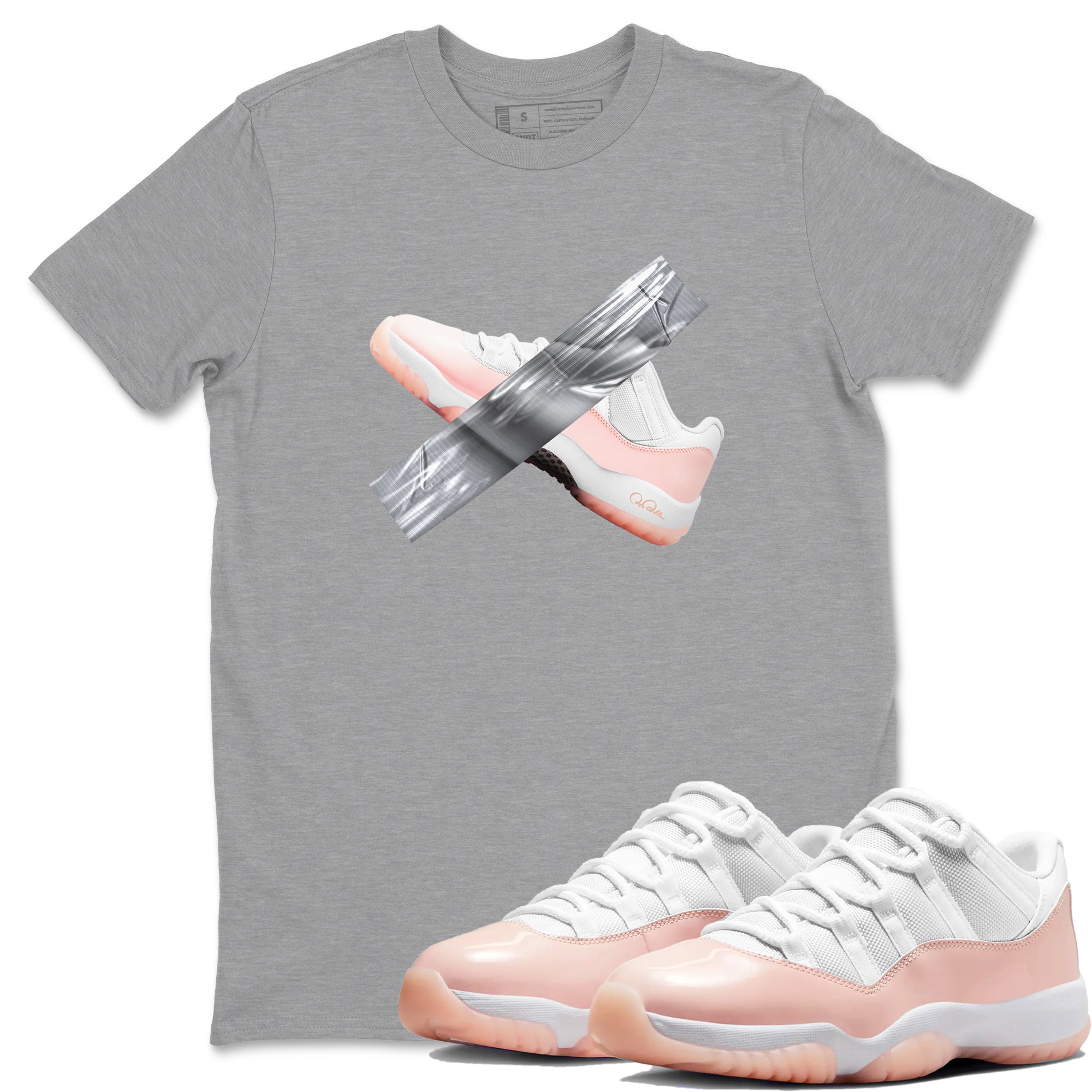11s Legend Pink shirts to match jordans Duct Tape sneaker match tees Air Jordan 11 Legend Pink Drip Gear Zone streetwear brand Heather Grey 1 unisex cotton tee