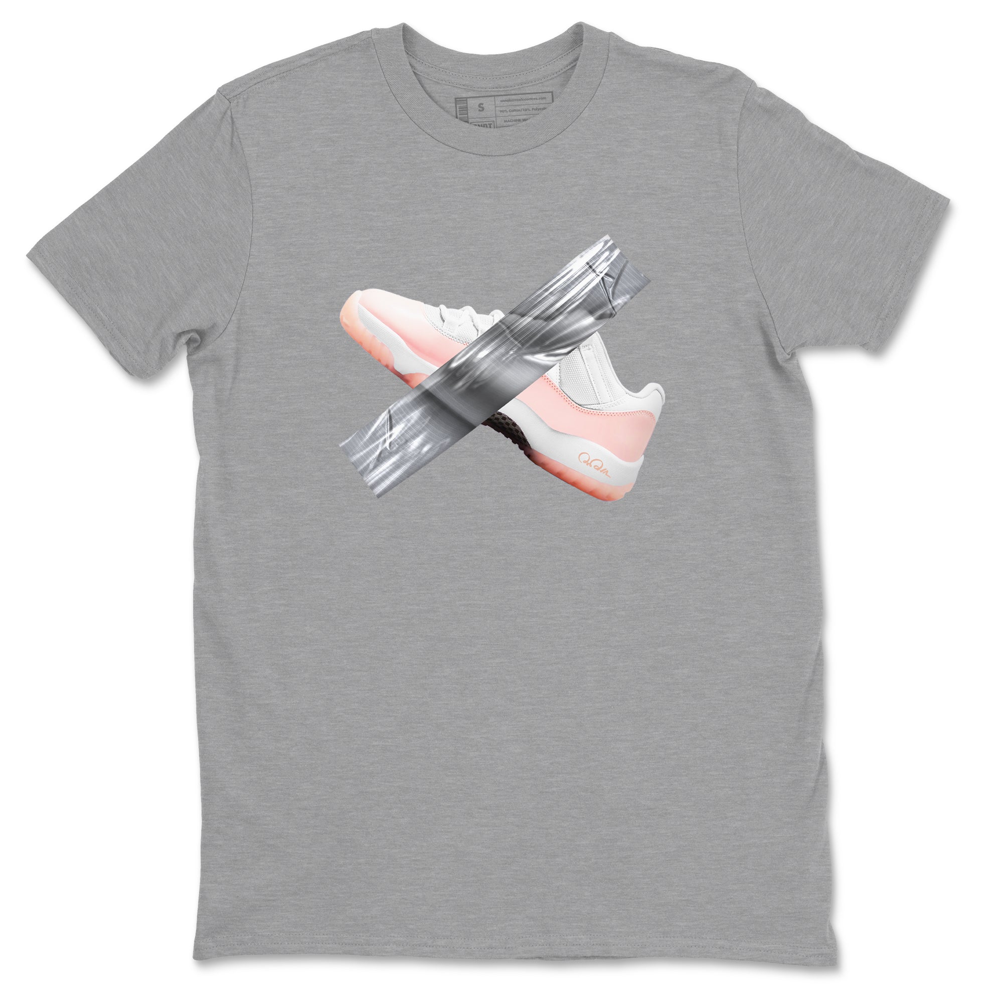 11s Legend Pink shirts to match jordans Duct Tape sneaker match tees Air Jordan 11 Legend Pink Drip Gear Zone streetwear brand Heather Grey 2 unisex cotton tee
