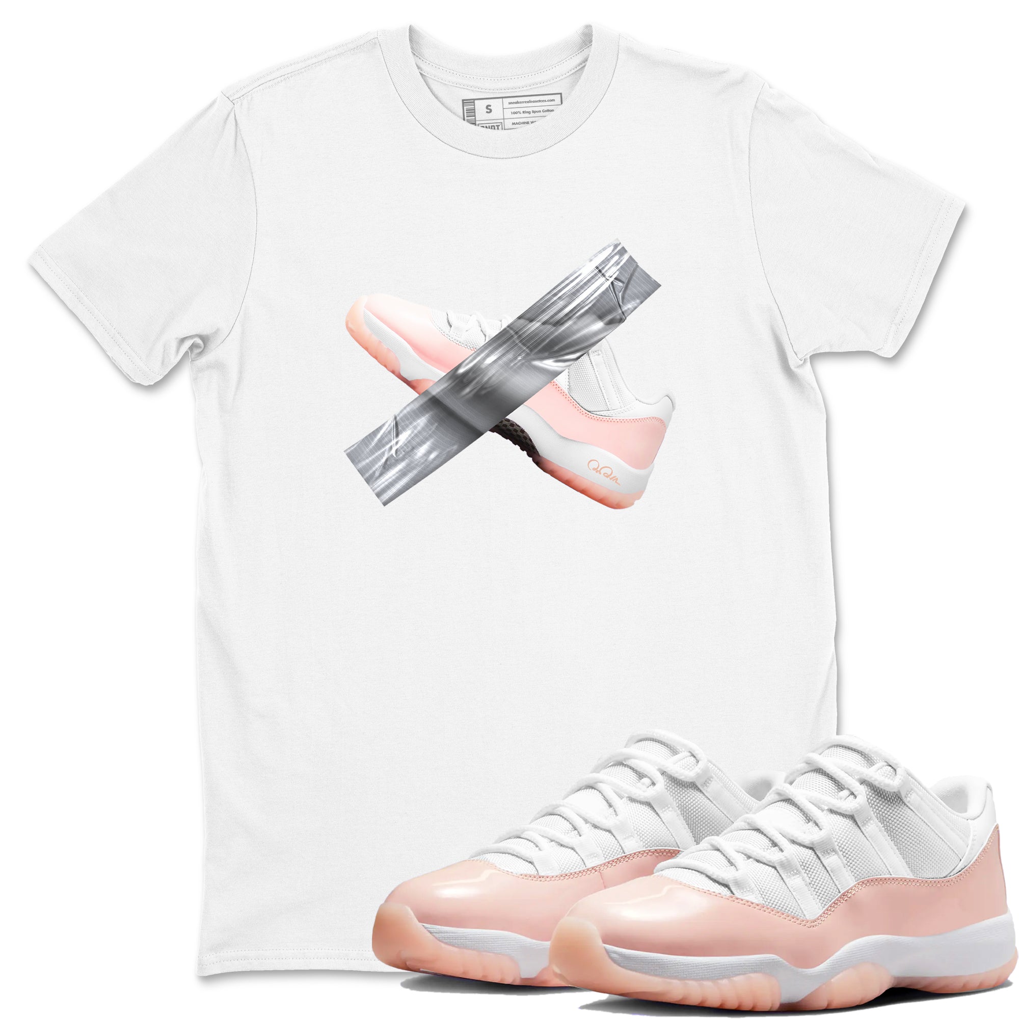 11s Legend Pink shirts to match jordans Duct Tape sneaker match tees Air Jordan 11 Legend Pink Drip Gear Zone streetwear brand White 1 unisex cotton tee