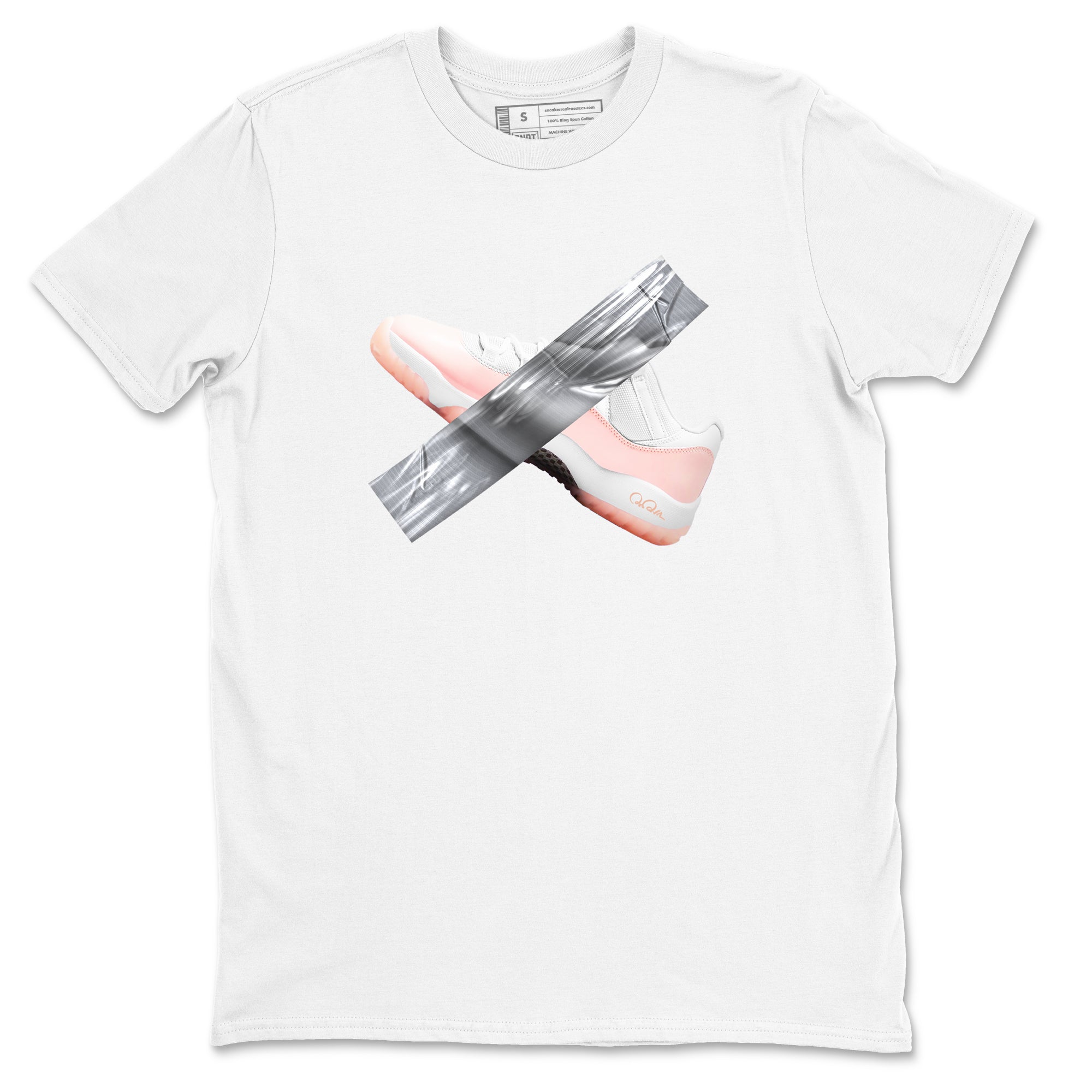 11s Legend Pink shirts to match jordans Duct Tape sneaker match tees Air Jordan 11 Legend Pink Drip Gear Zone streetwear brand White 2 unisex cotton tee