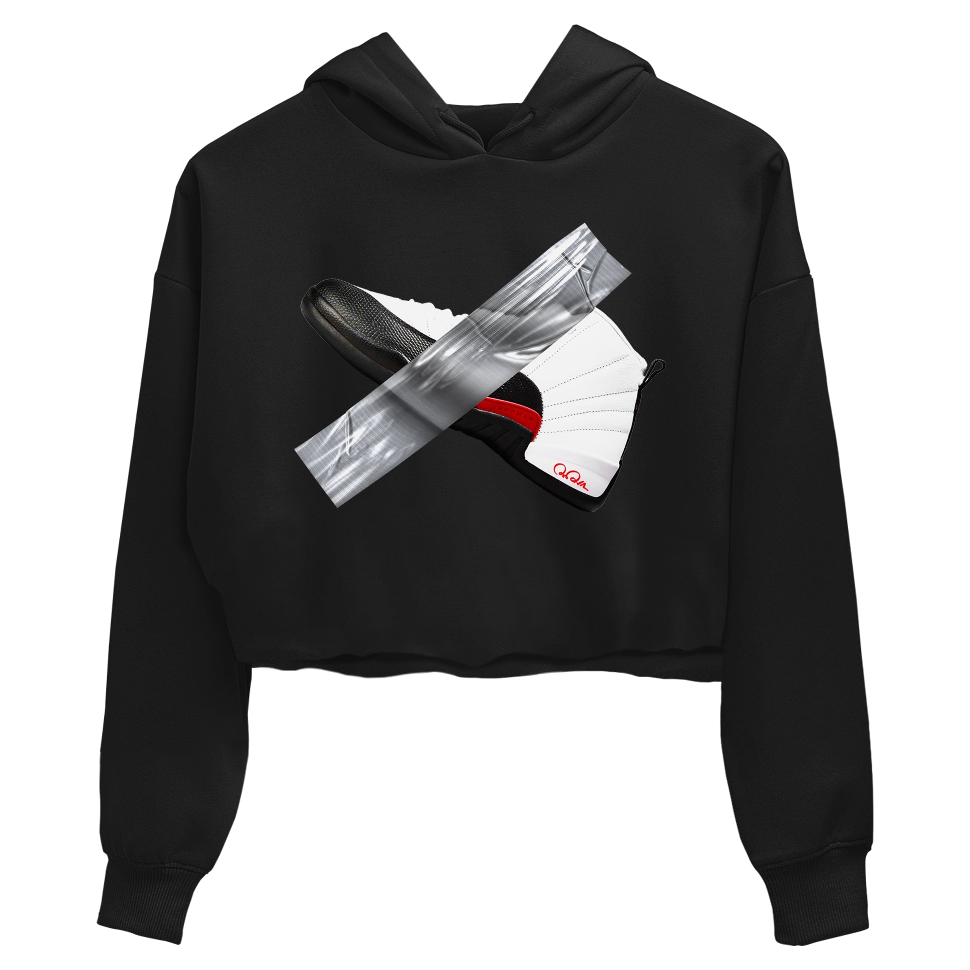 12s Taxi Flip shirts to match jordans Duct Tape sneaker match tees Air Jordan 12 Taxi Flip Drip Gear Zone streetwear brand Black 2 crop tee