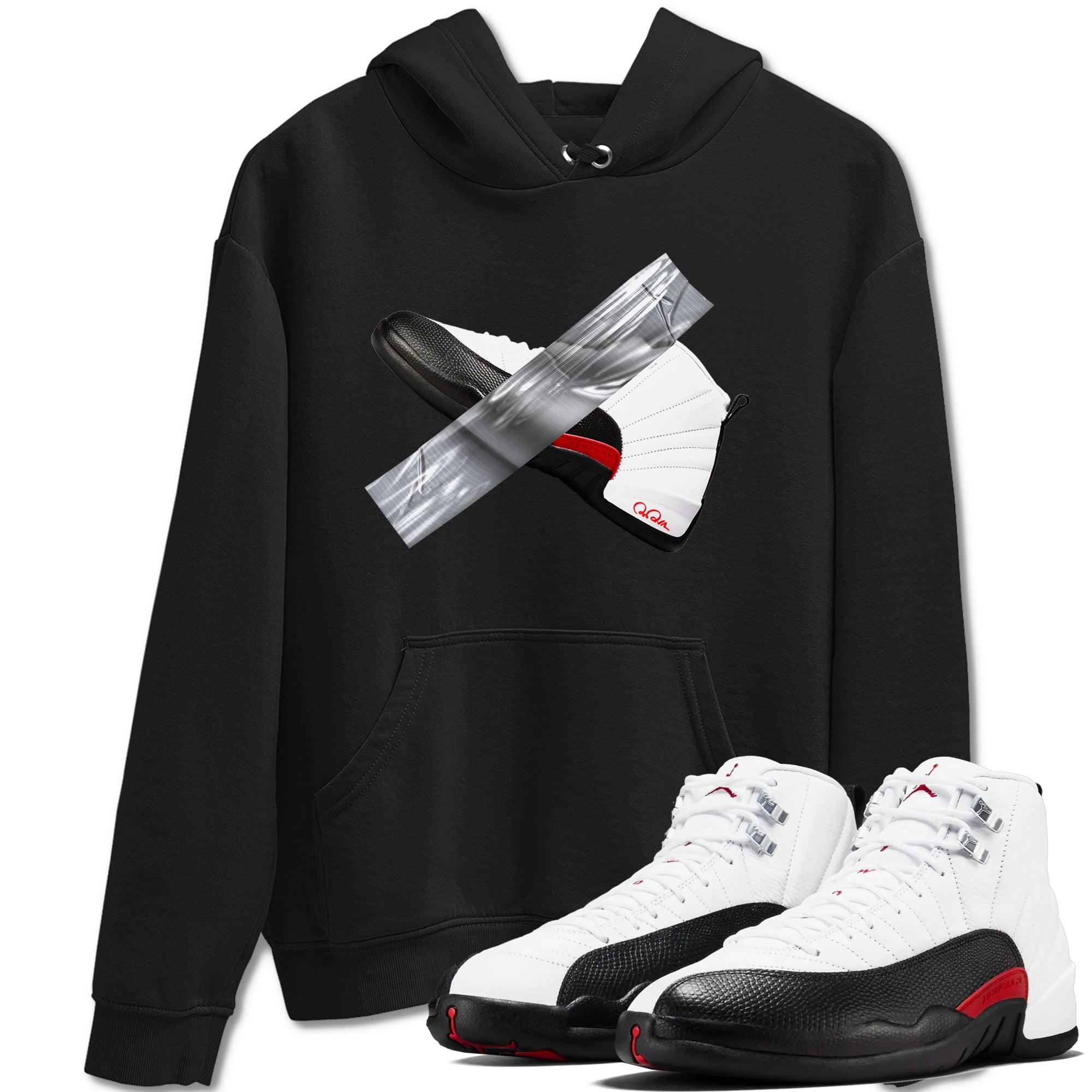 12s Taxi Flip shirts to match jordans Duct Tape sneaker match tees Air Jordan 12 Taxi Flip Drip Gear Zone streetwear brand Black 1 unisex cotton tee