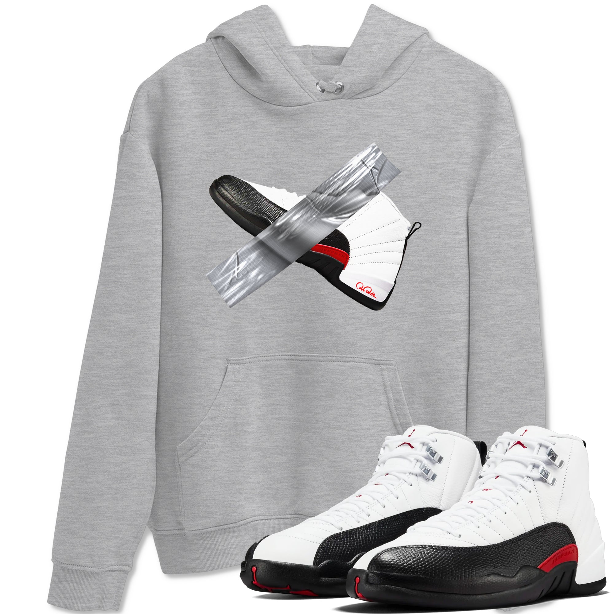 12s Taxi Flip shirts to match jordans Duct Tape sneaker match tees Air Jordan 12 Taxi Flip Drip Gear Zone streetwear brand Heather Grey 1 unisex cotton tee
