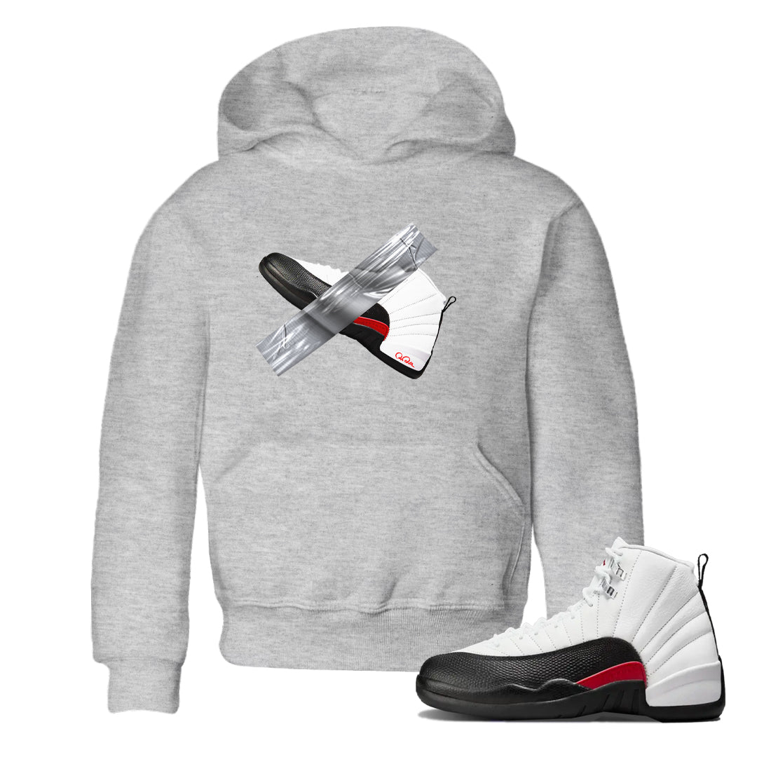 12s Taxi Flip shirts to match jordans Duct Tape sneaker match tees Air Jordan 12 Taxi Flip Drip Gear Zone streetwear brand Baby and Youth Heather Grey 1 cotton tee