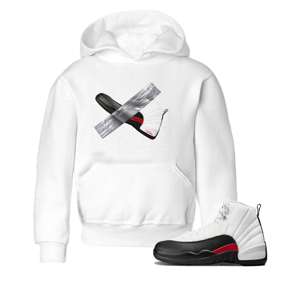 12s Taxi Flip shirts to match jordans Duct Tape sneaker match tees Air Jordan 12 Taxi Flip Drip Gear Zone streetwear brand Baby and Youth White 1 cotton tee