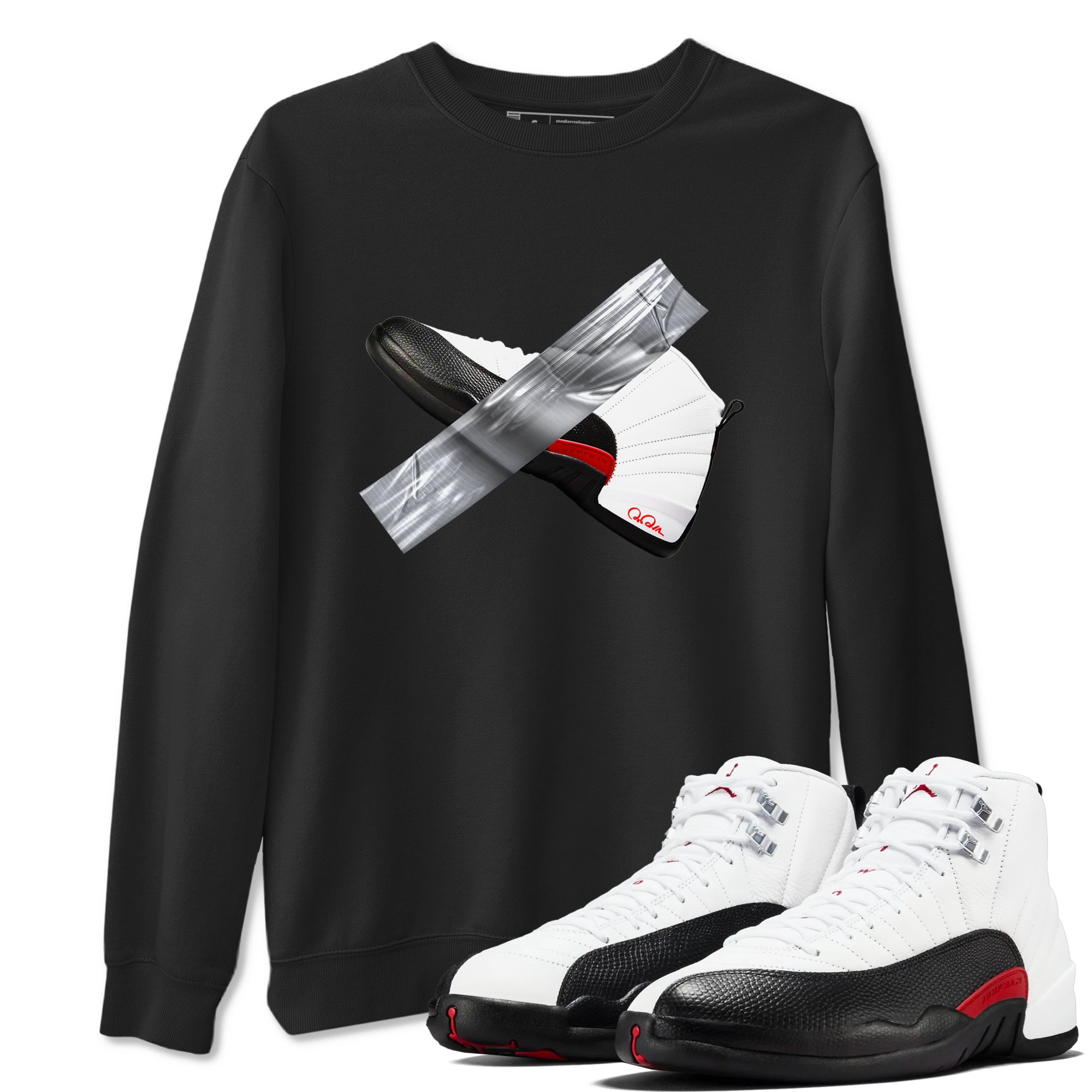 12s Taxi Flip shirts to match jordans Duct Tape sneaker match tees Air Jordan 12 Taxi Flip Drip Gear Zone streetwear brand Black 1 unisex cotton tee